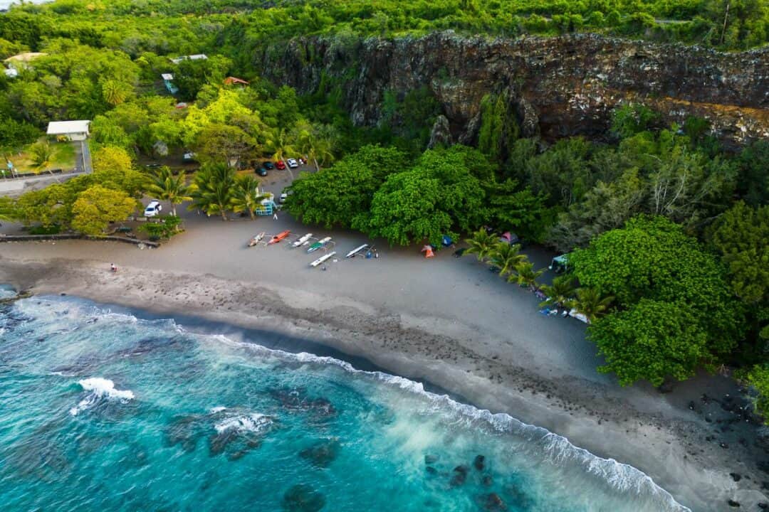 hookena beach park aerial view