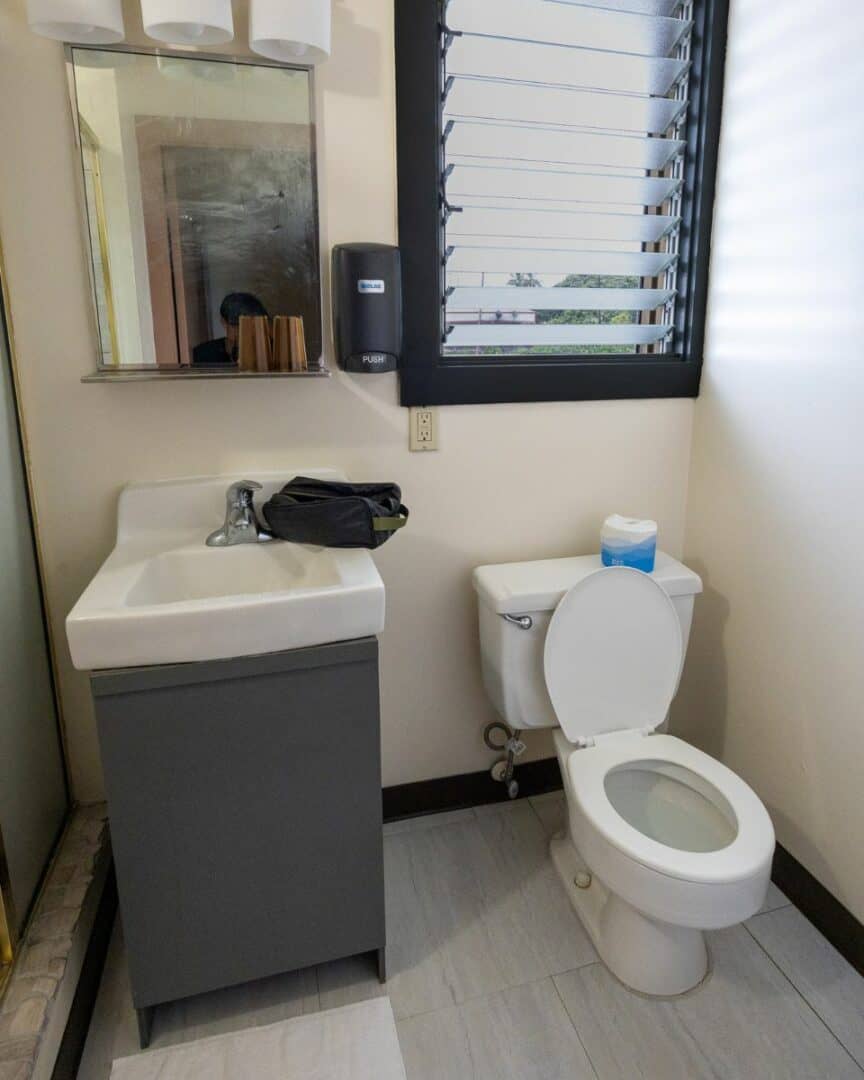 Experiencing Old Hawai‘i: Our Stay at the Historic Manago Hotel 7 The bathroom in the Japanese Room at Manago Hotel