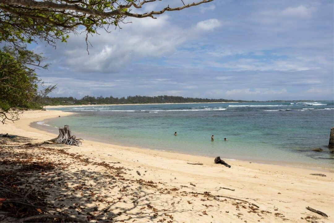 View of our favorite swimming area at Malaekahana State Recreation Area