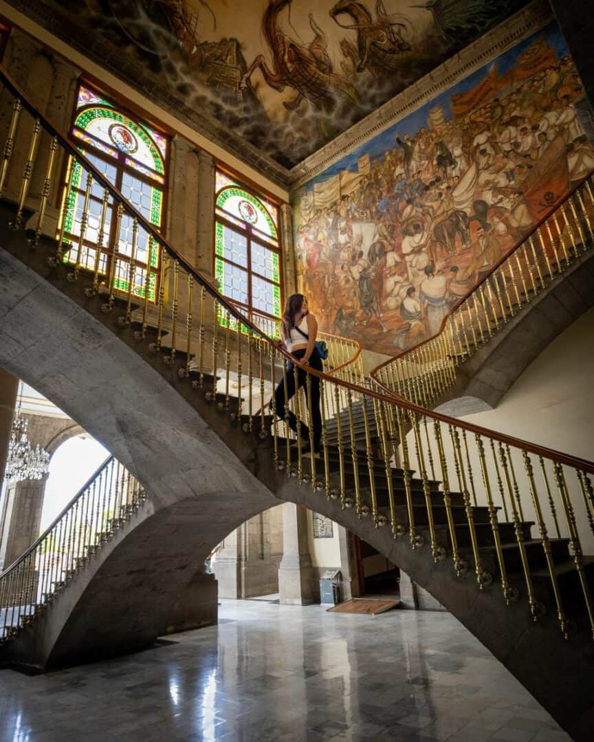 Instagram photo at main entrance staircase of Chapultepec Castle in Mexico City