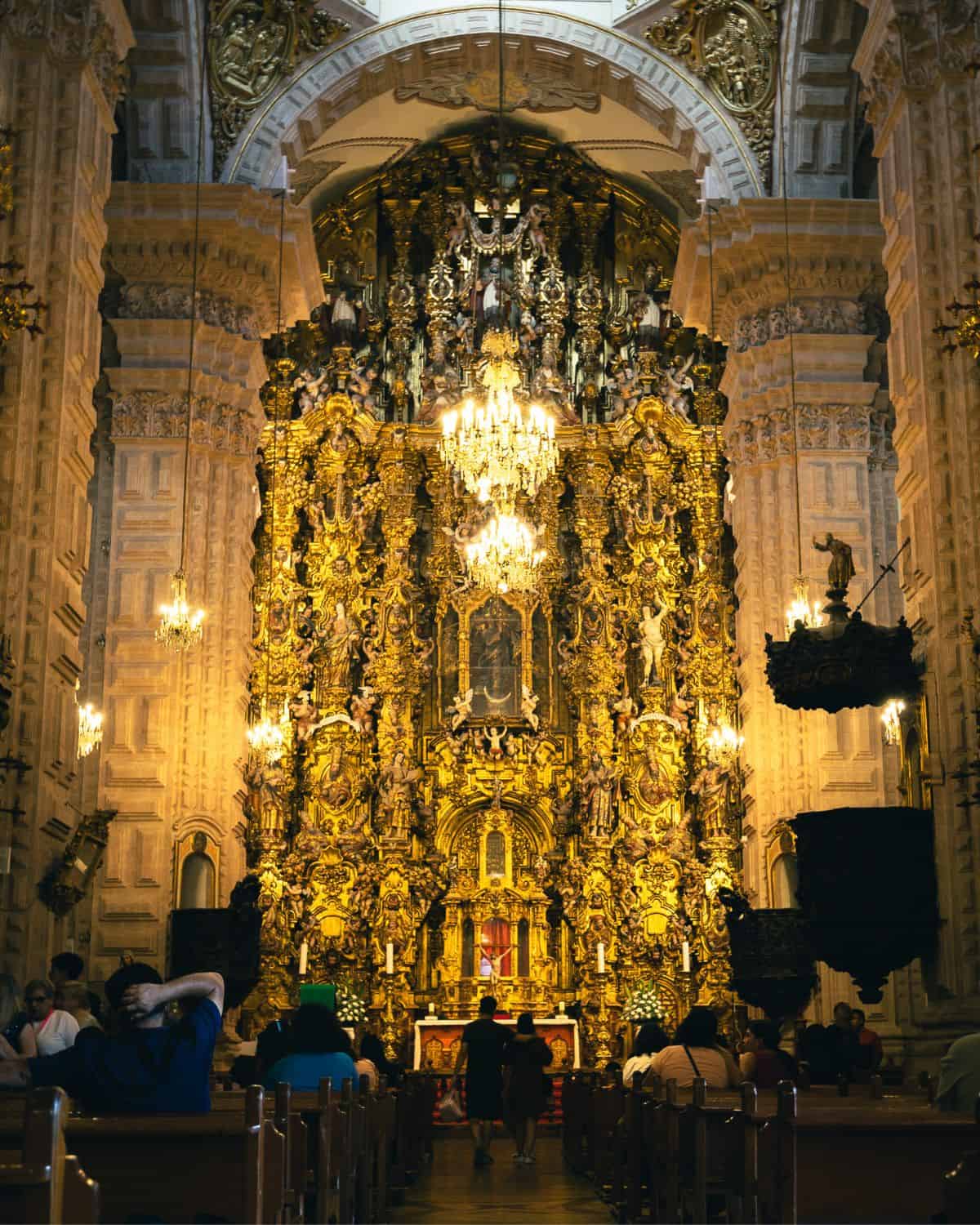 Interior of the Church of Santa Prisca in Taxco Mexico