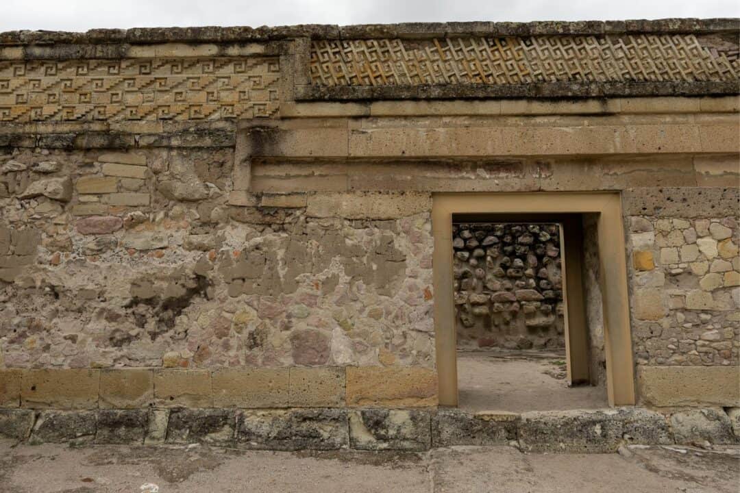 Mitla ruins with tile mosaics