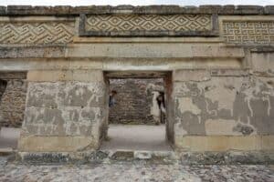 Travel couple in the Mitla Ruins in Oaxaca Mexico