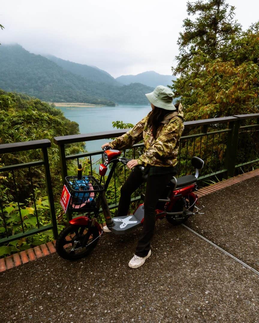 Riding a bicycle around Sun Moon Lake Taiwan