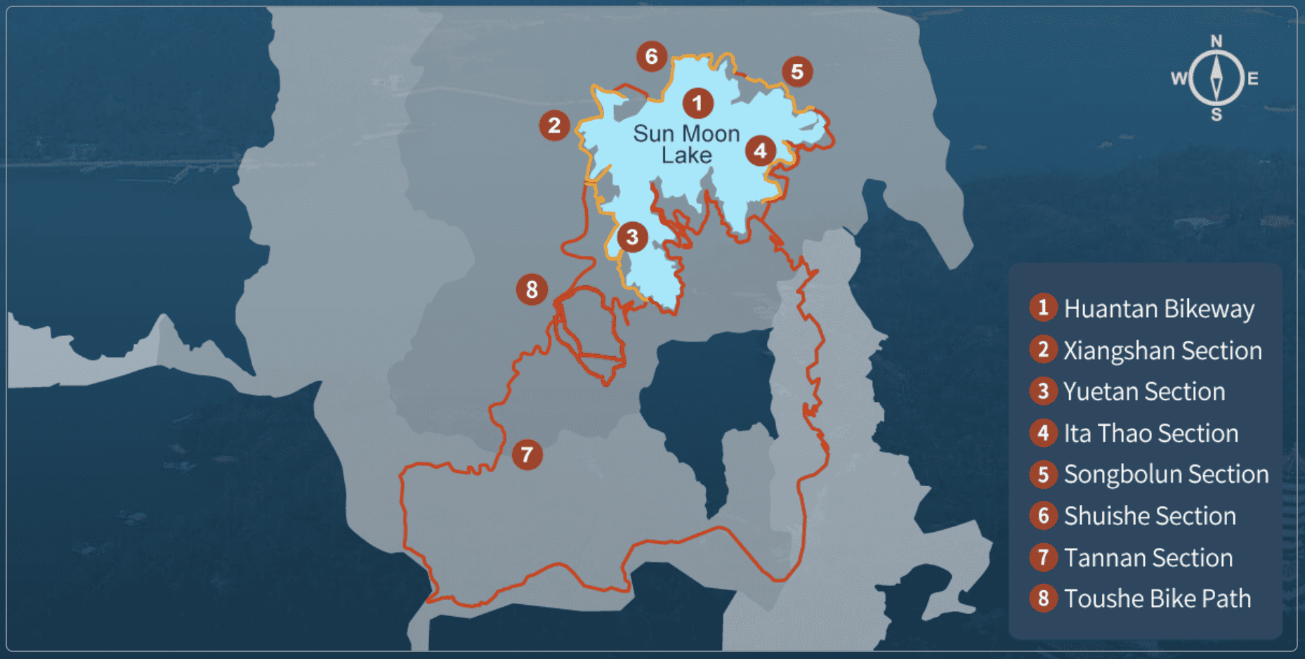 Sun Moon Lake Bike Map