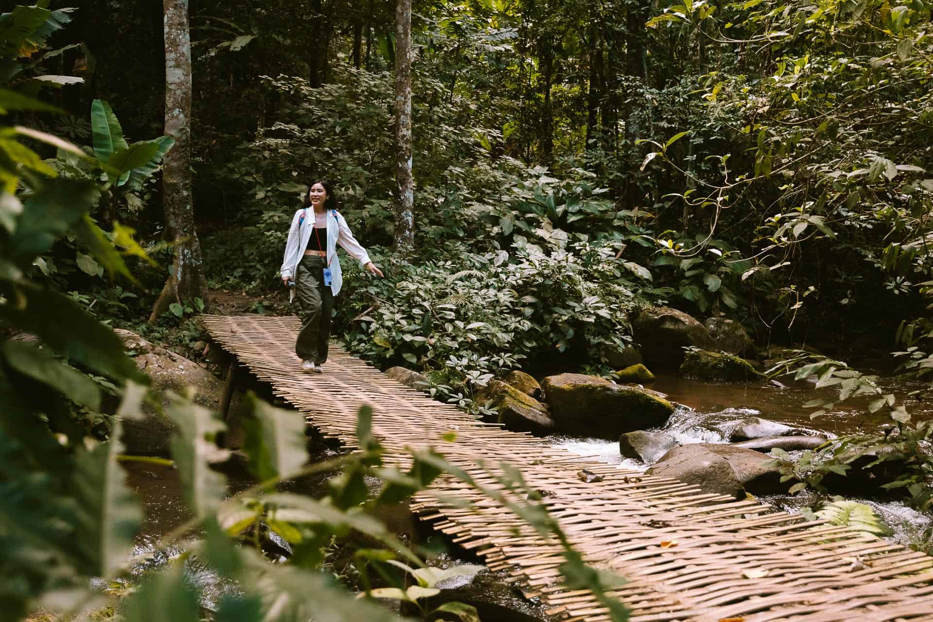Bamboo bridge on Khun Korn Waterfall