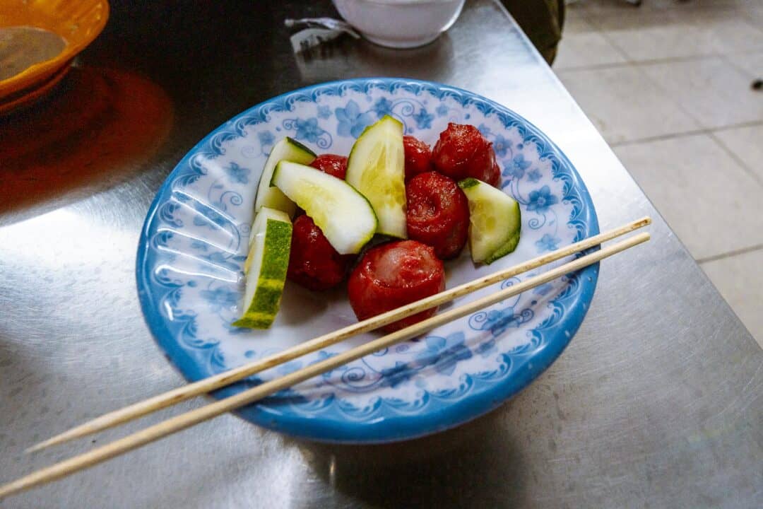 Tiny gourd sausages in Saigon
