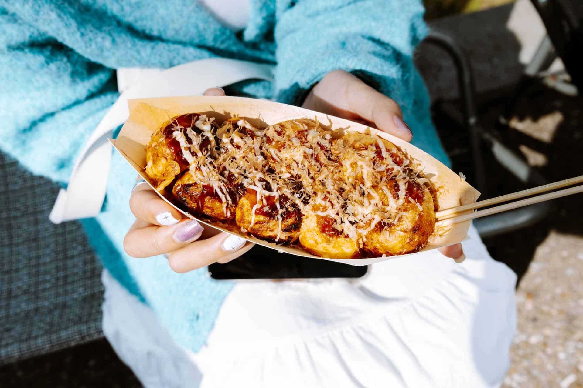 Takoyaki at Miyagawa Morning Market in Takayama, Japan