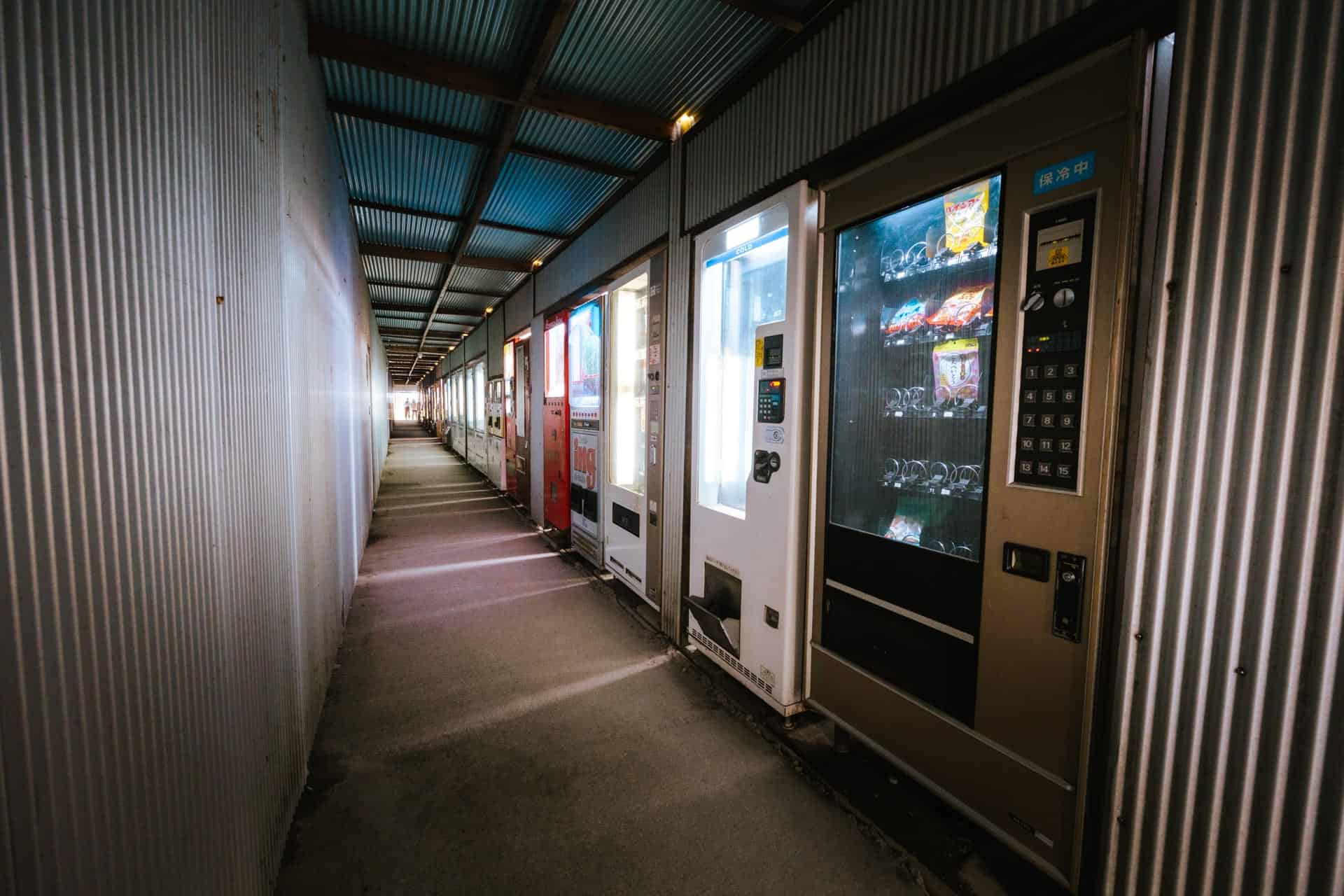 Back room in Japan's retro vending machine park