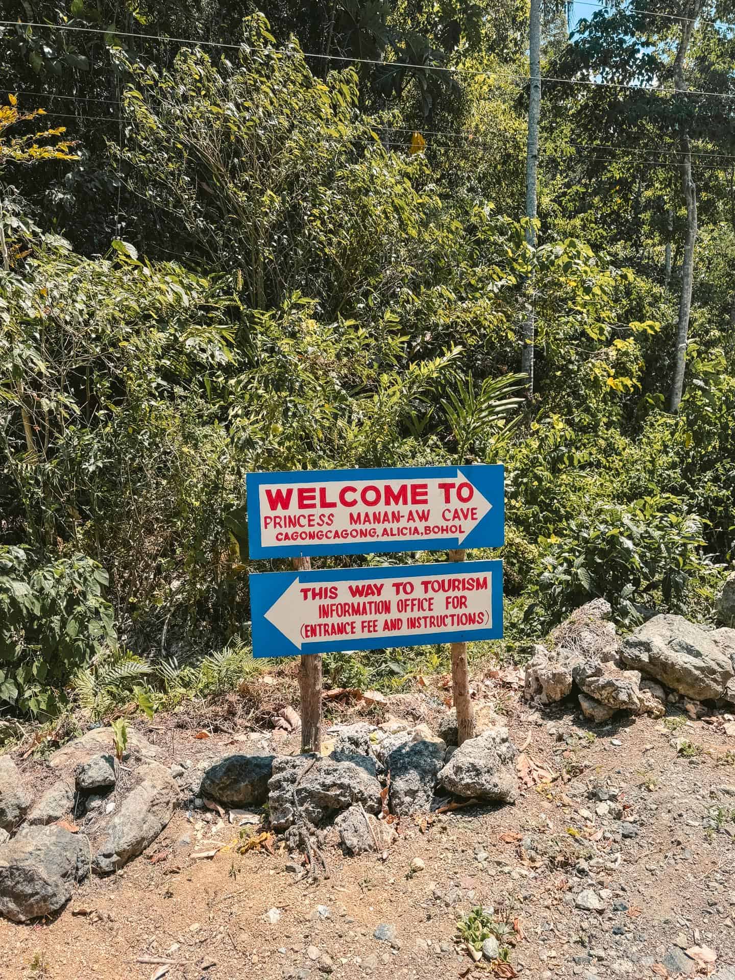 Sign for Princess Manan-aw Cave in Bohol, Philippines
