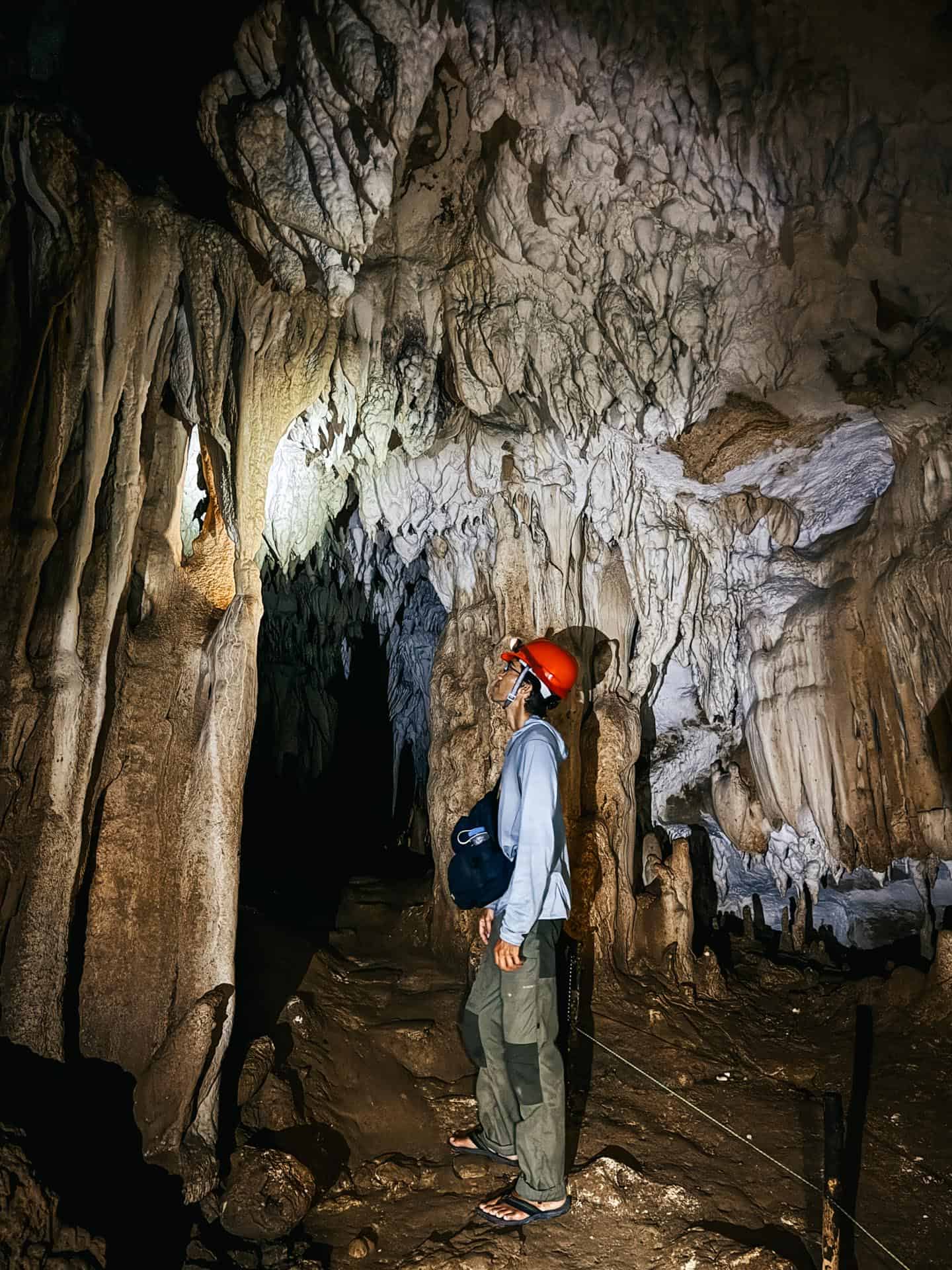 Trey checking out stalactites in Princess Manan-aw Cave in Bohol, Philippines