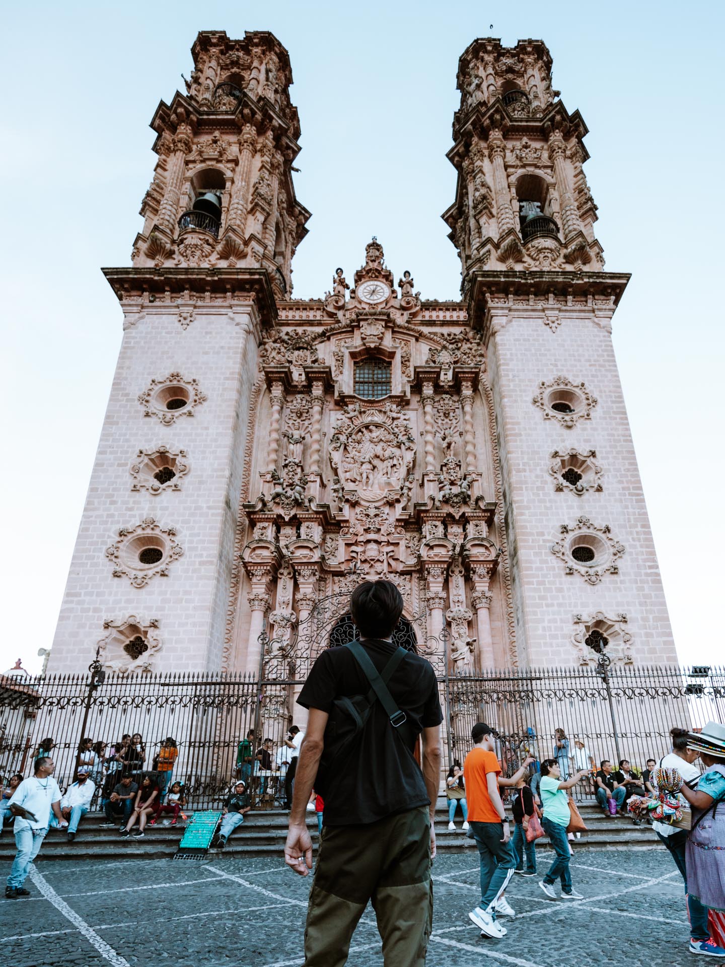 Trey looking at Santa Prisca Church in Taxco Mexico