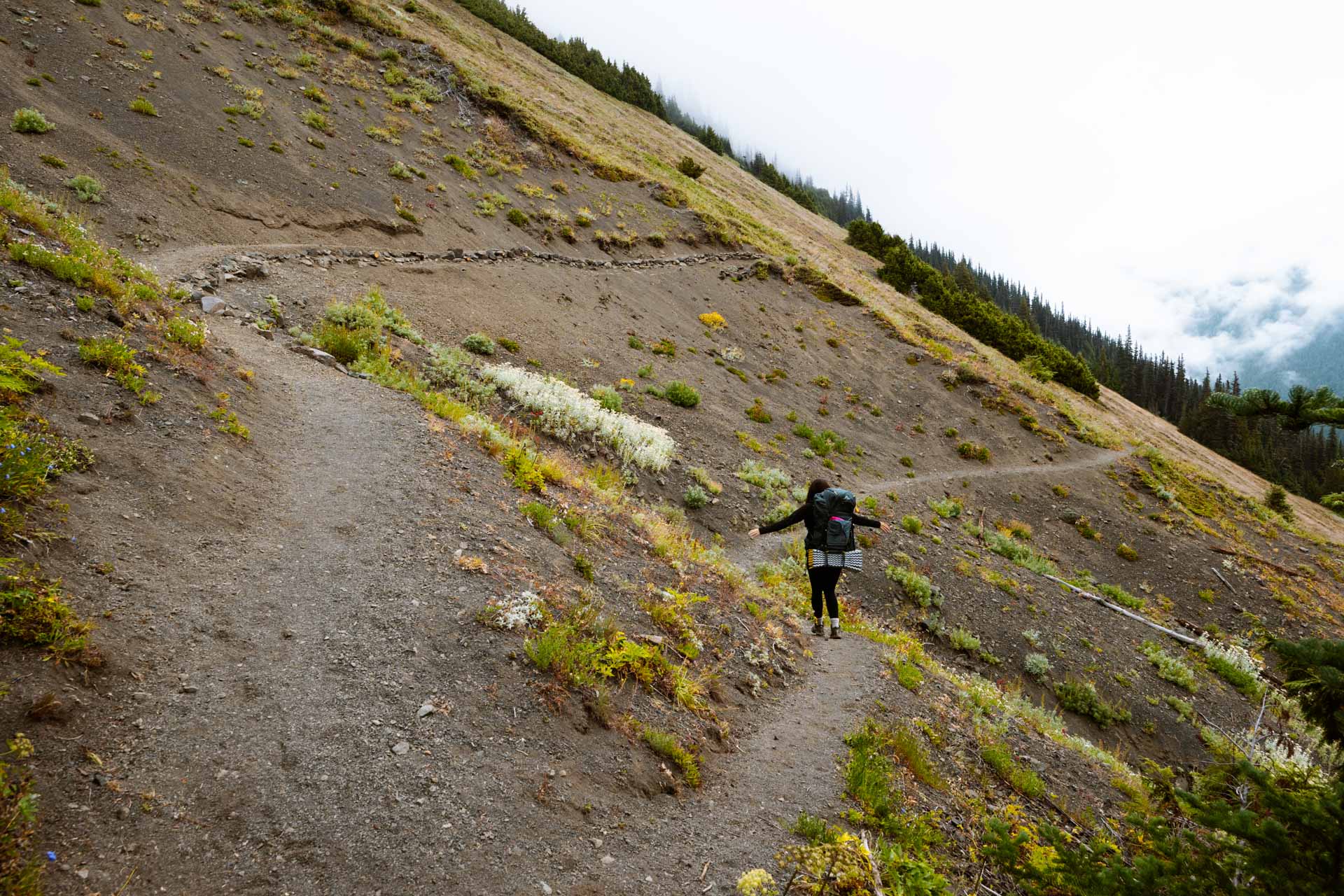 Hiking down the shortcut of the Tubal Cain Mine Trail
