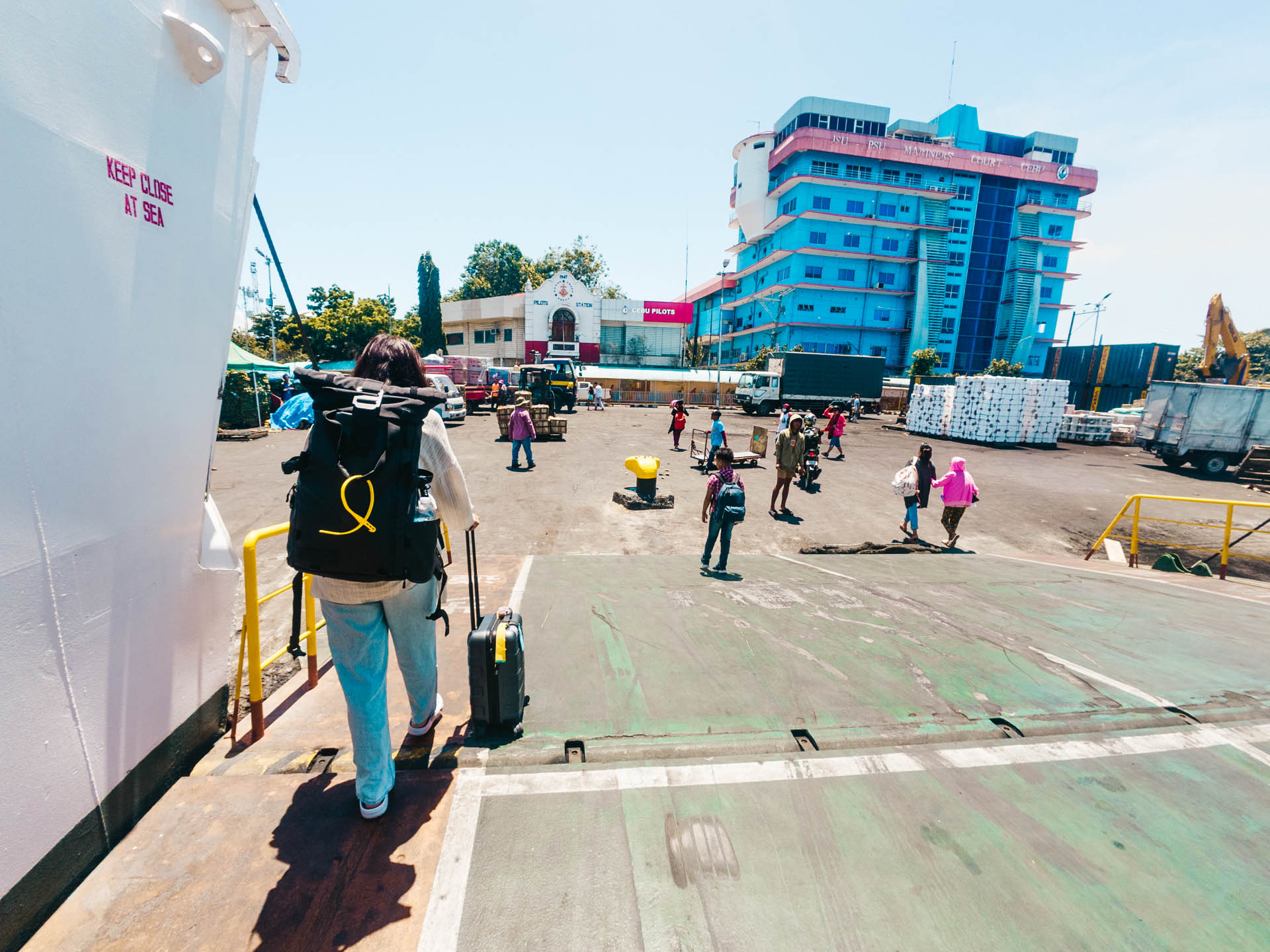 Walking off the Cokaliong Ferry in Cebu City