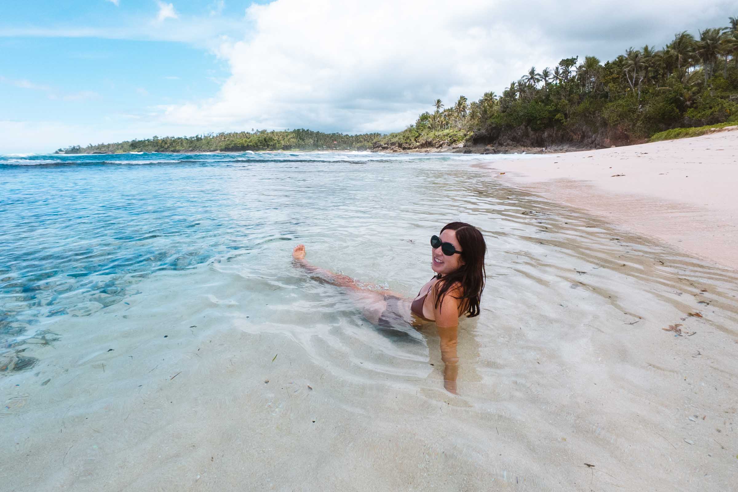 Chloe swimming at Pacifico Beach Siargao