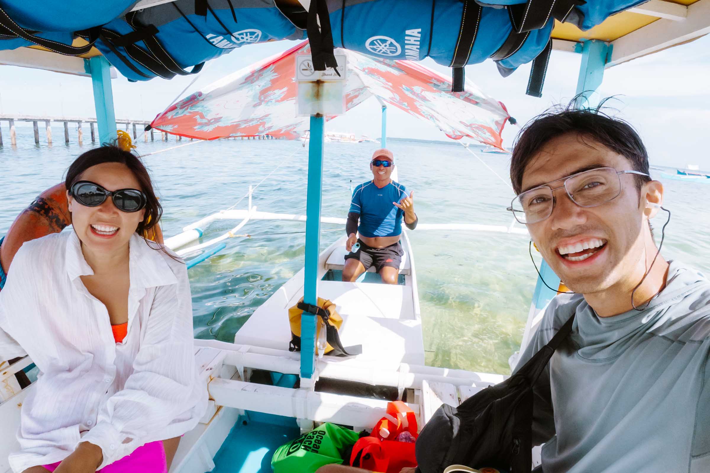 Trey and Chloe with Siargao Island hopping boat captain