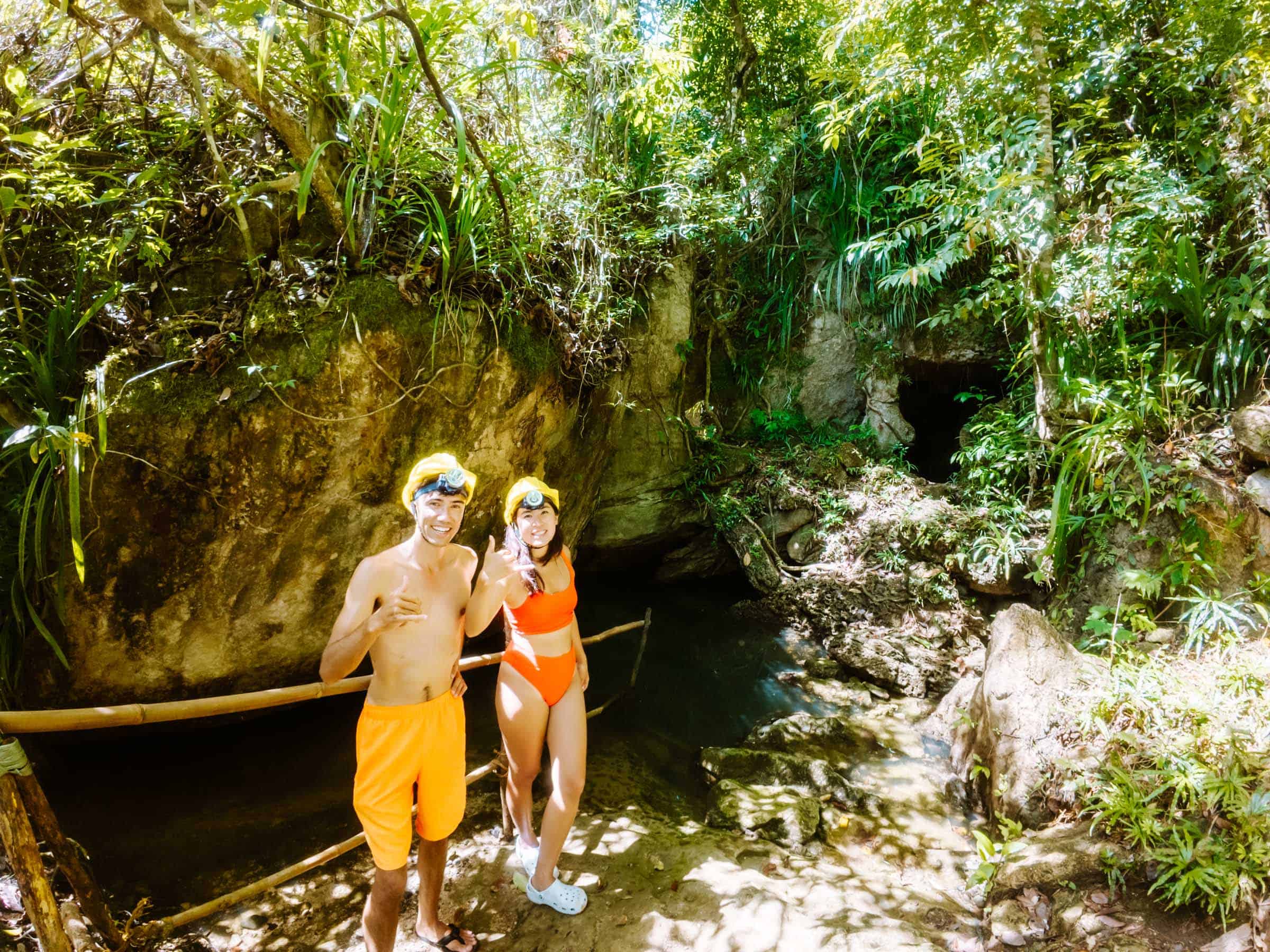 Chloe and Trey at Tayangban Cave Pool entrance