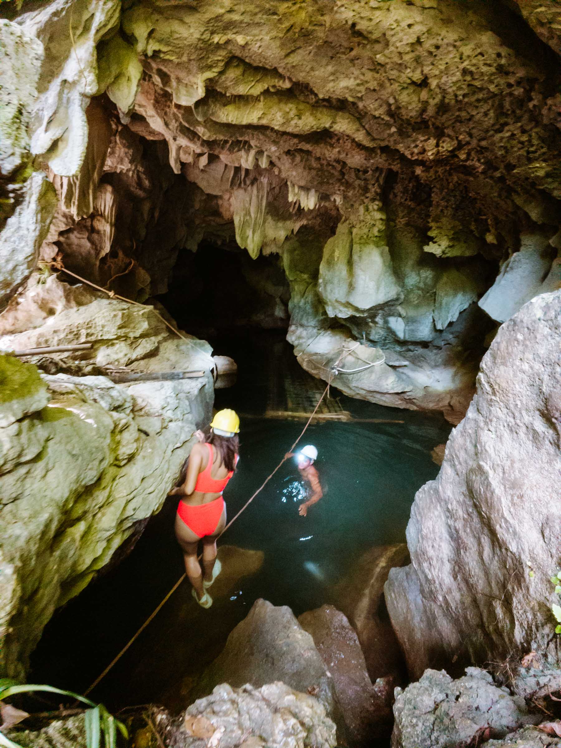 Entering Tayangban Cave Pool