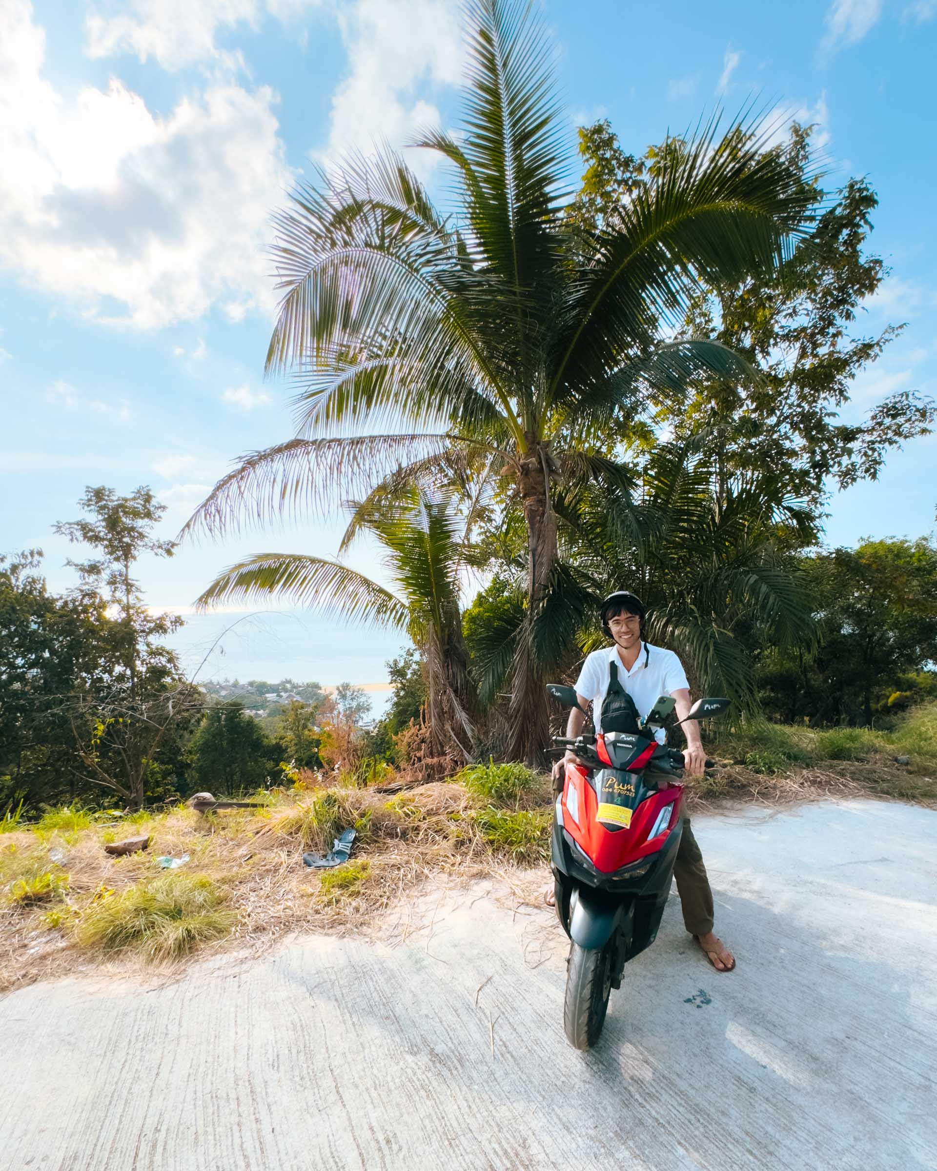 Trey riding motorbike in Koh Phangan