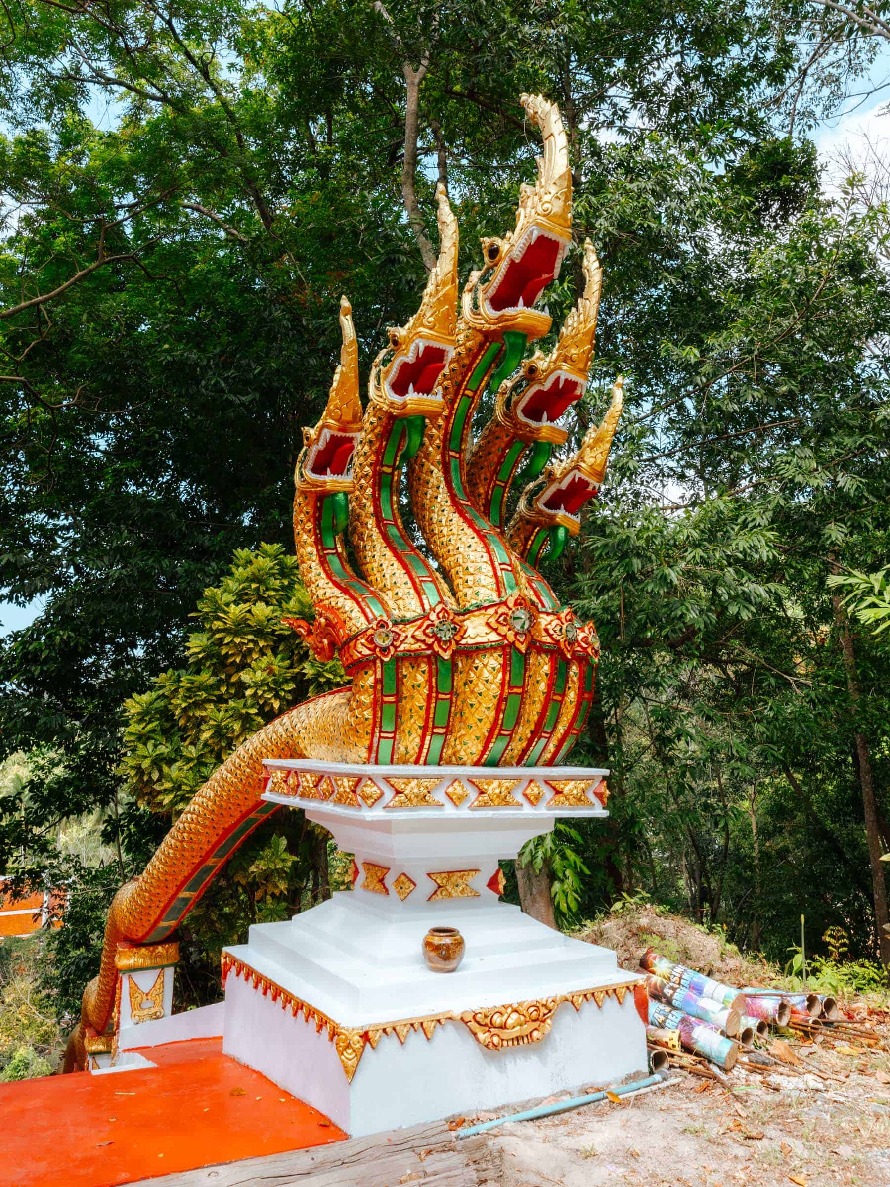 5-headed serpent statue at Wat Maduea Wan Koh Phangan