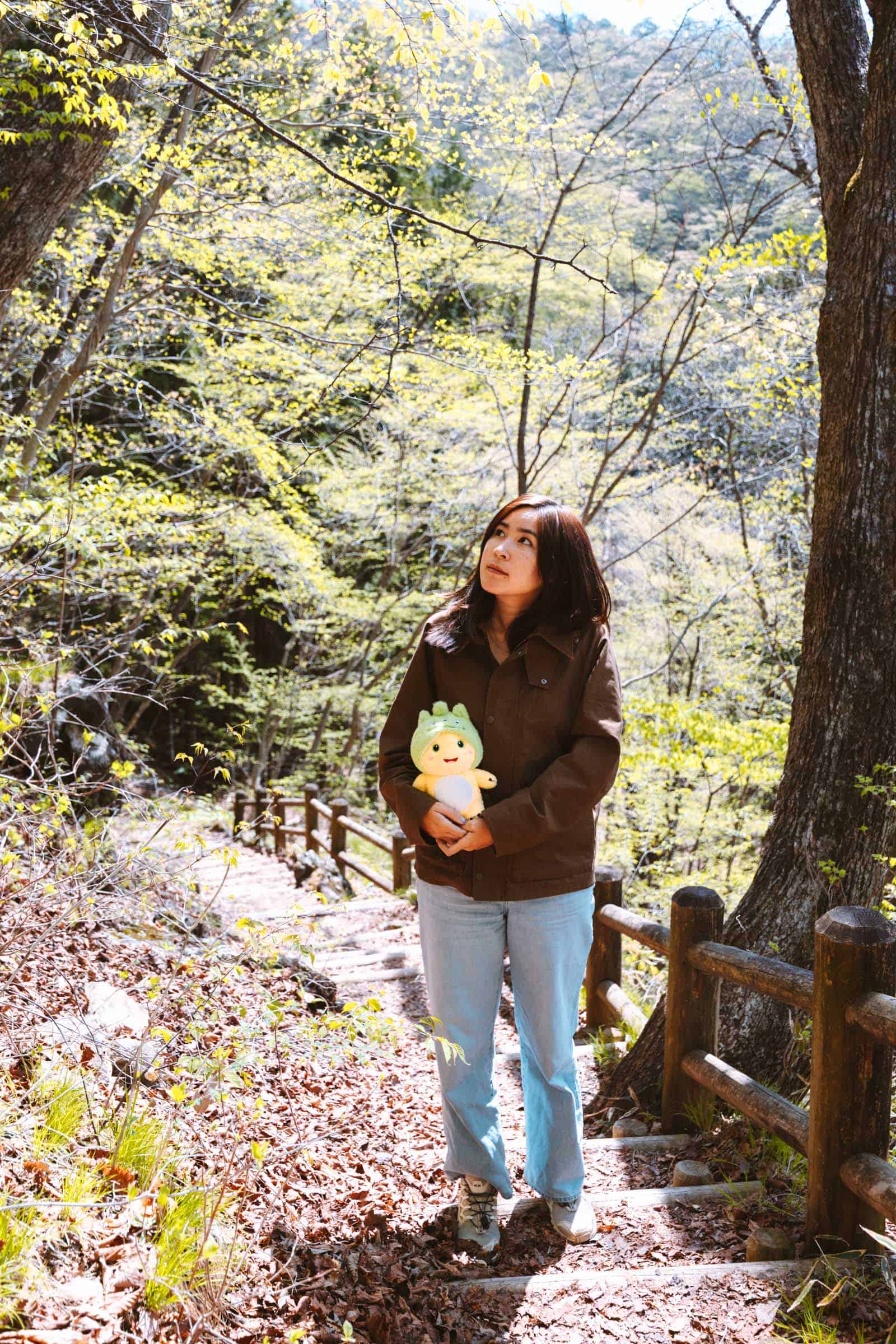 Chloe at Urami Waterfall Nikko trail