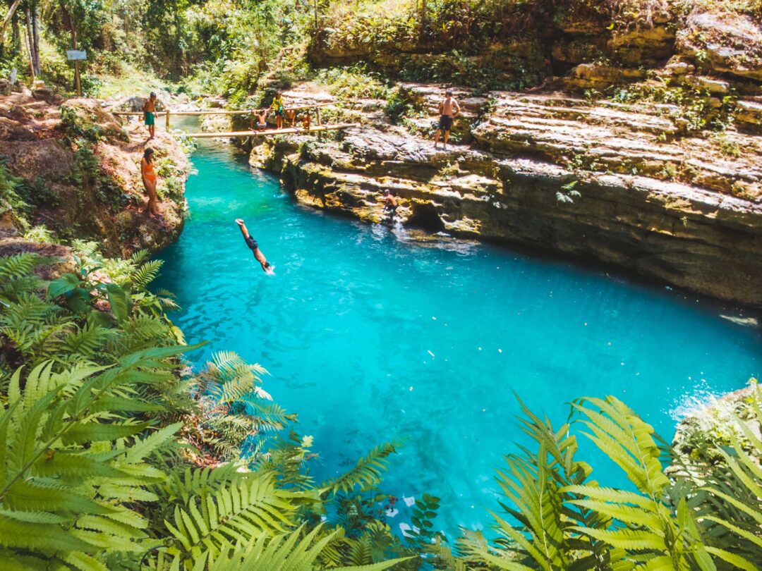 Diving into Cancalanog Falls Cebu