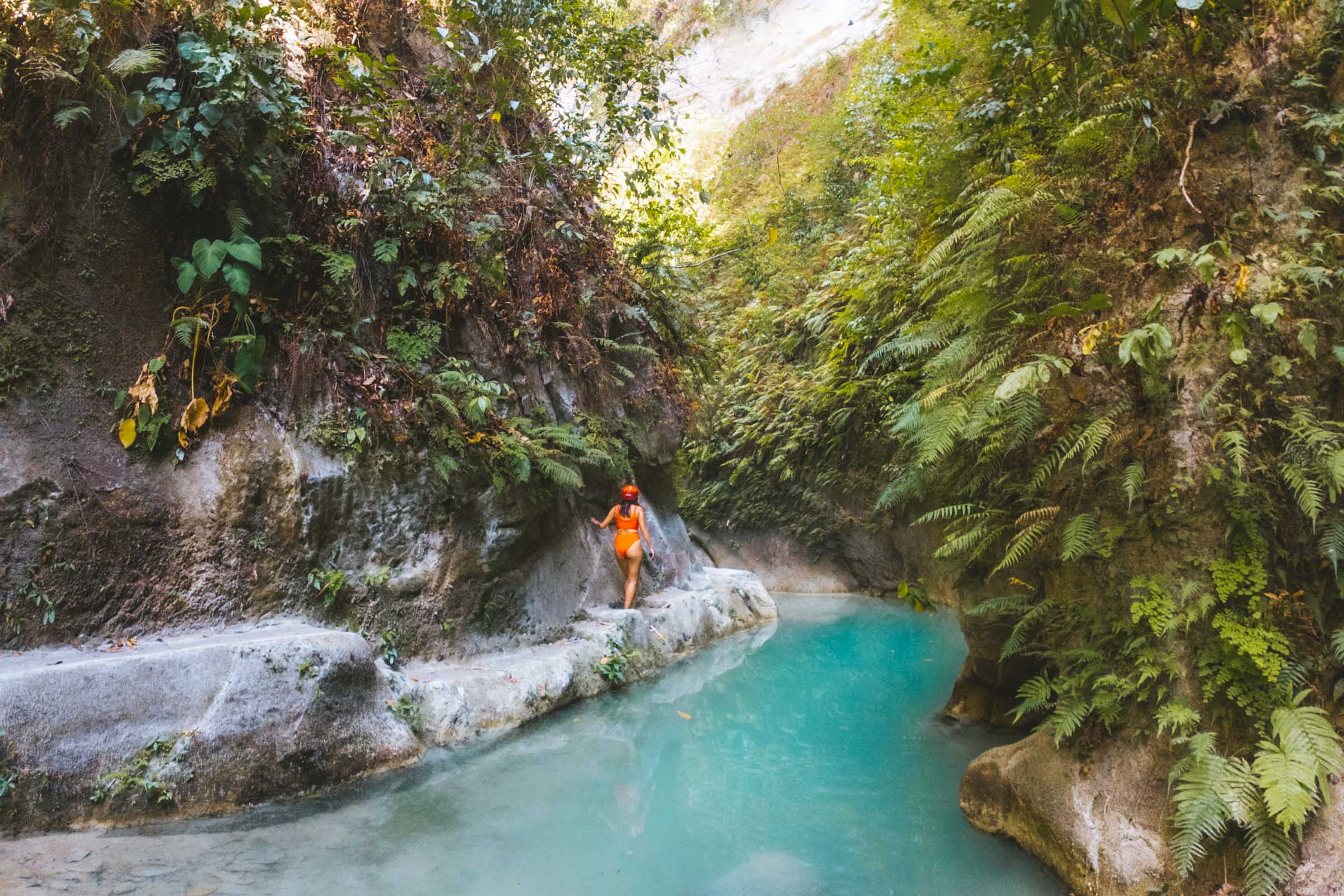 Walking along river trail at Dao Falls Cebu