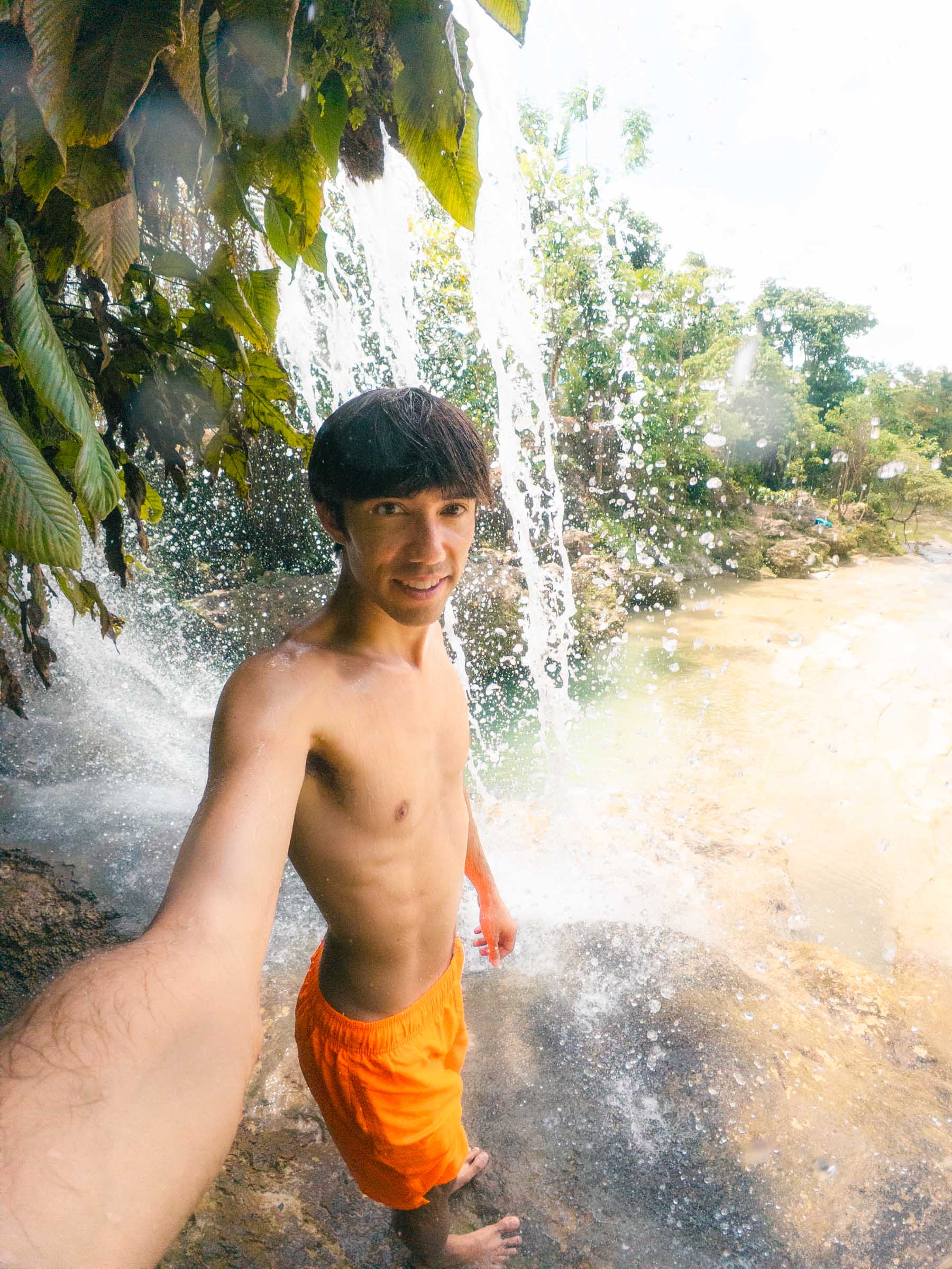 Trey underneath Lusno Falls Cebu