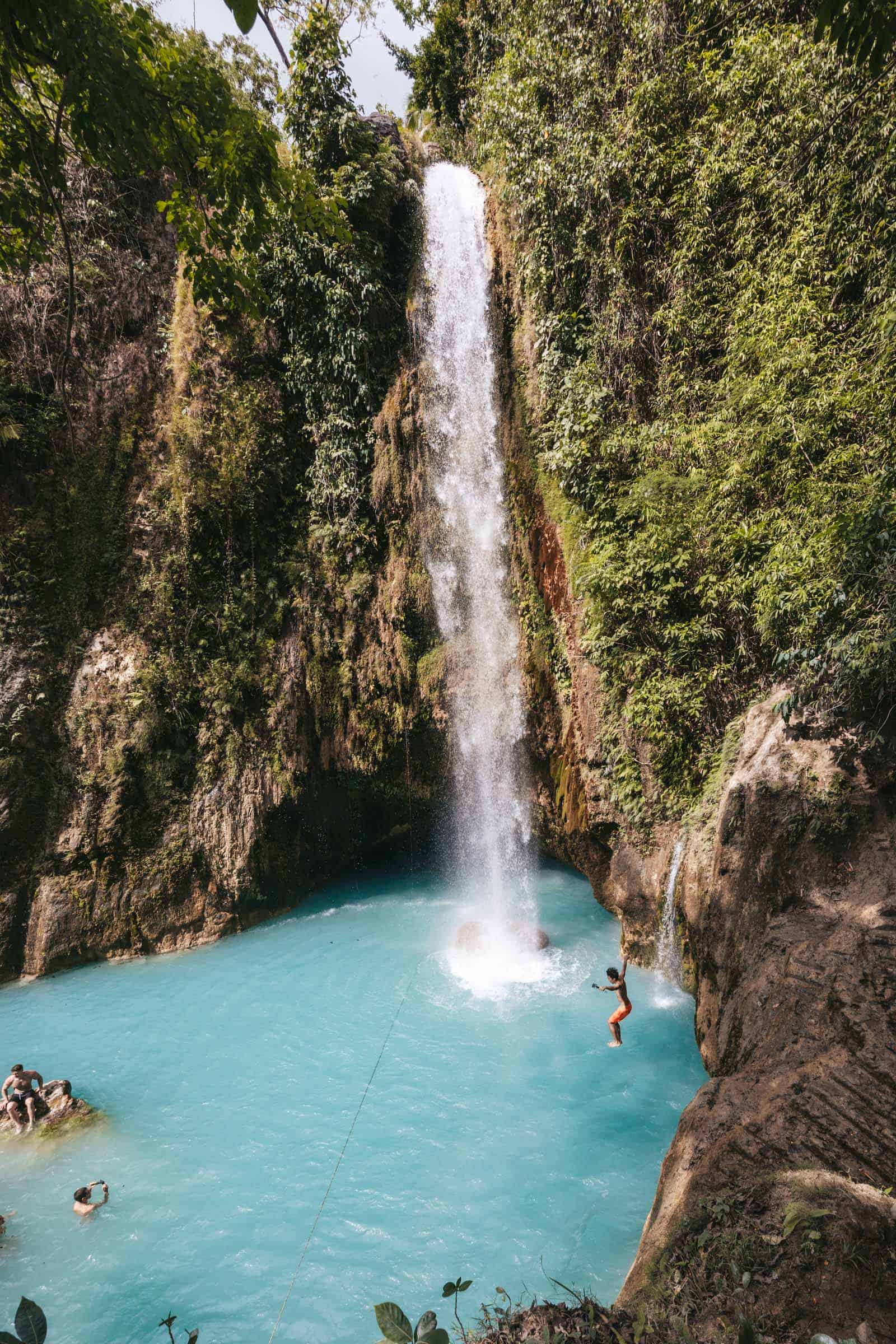Trey jumping into Inambakan Falls Cebu