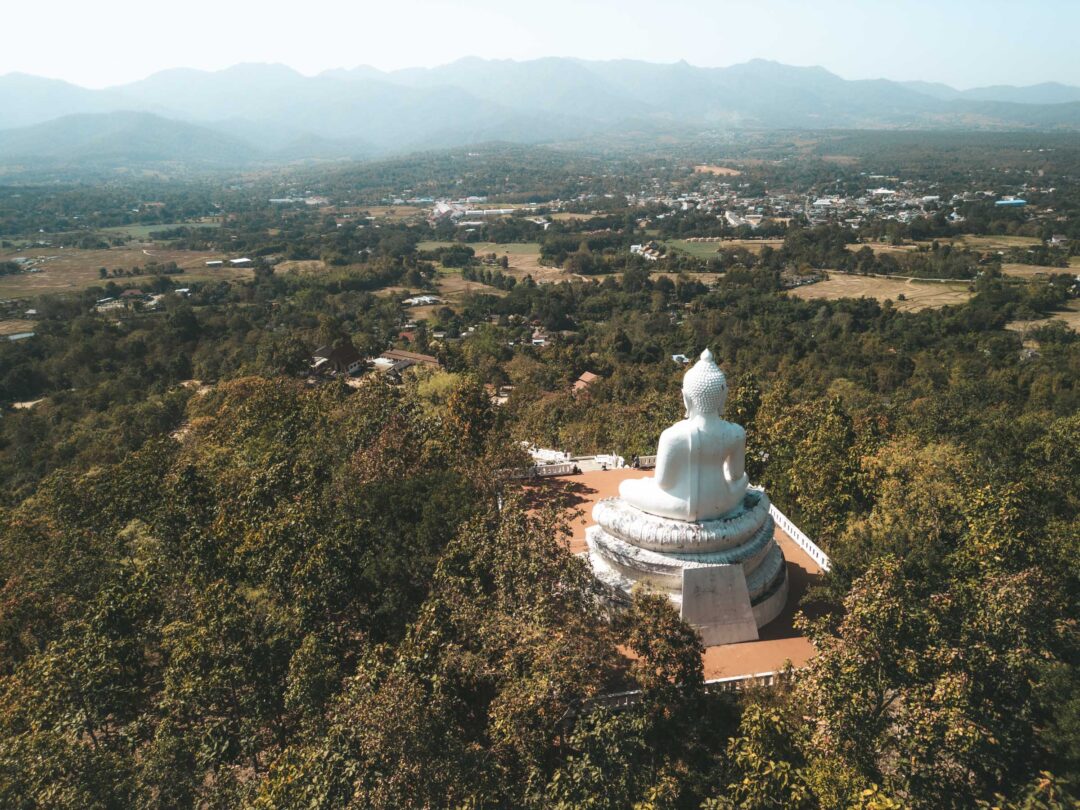 Big Buddha in Pai aerial view