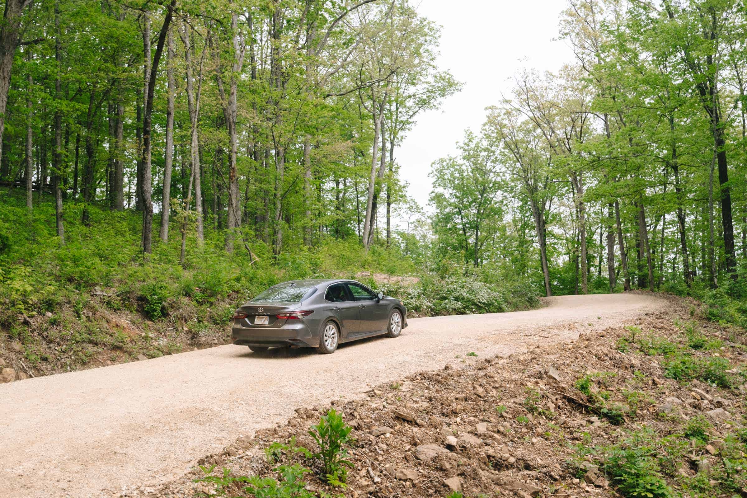 Whitaker Point Trail (Hawksbill Crag): Complete Hiking Guide 8 Car on road to Whitaker Point Trail Arkansas