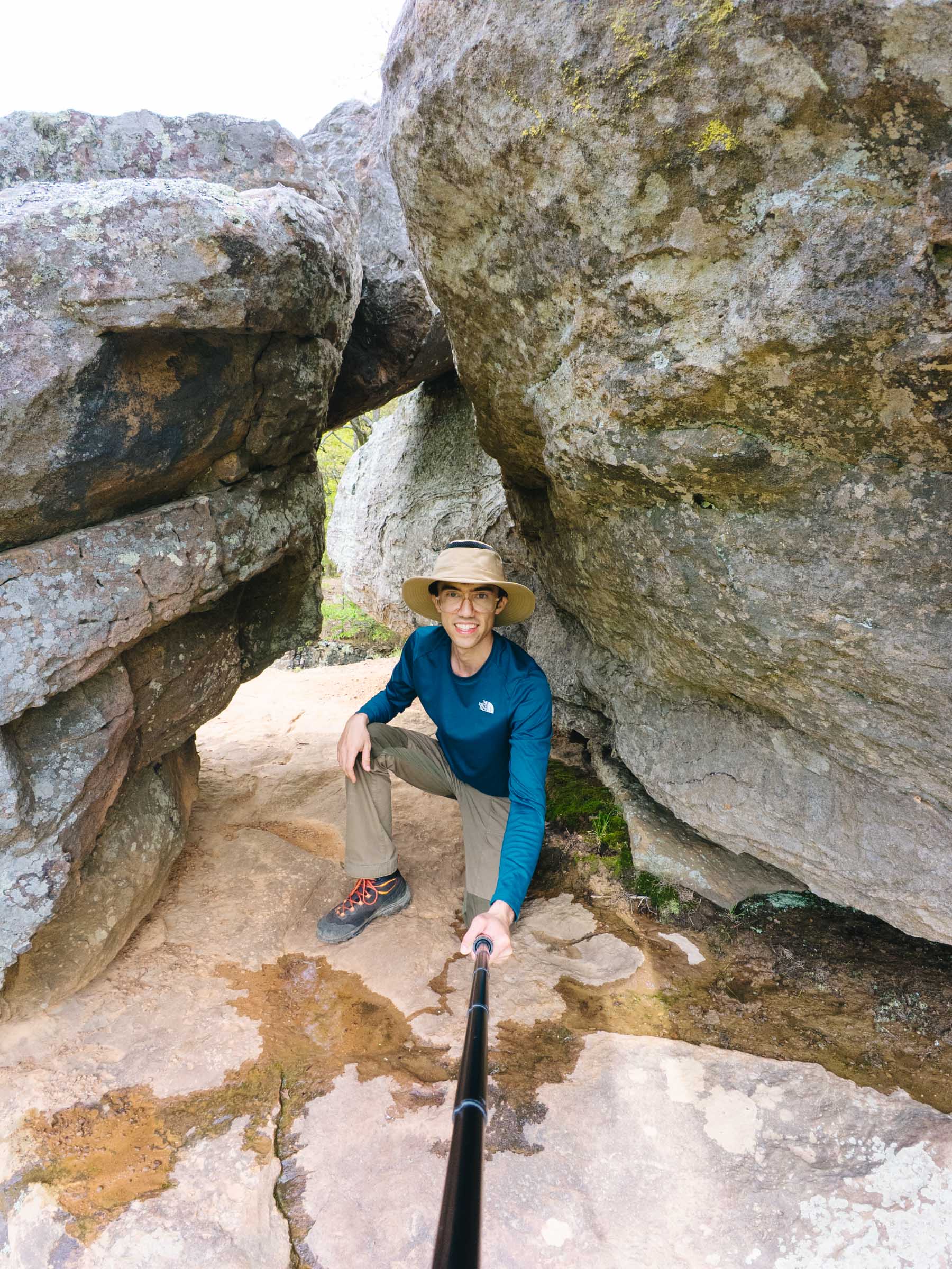 Exploring Whitaker Point rock arch