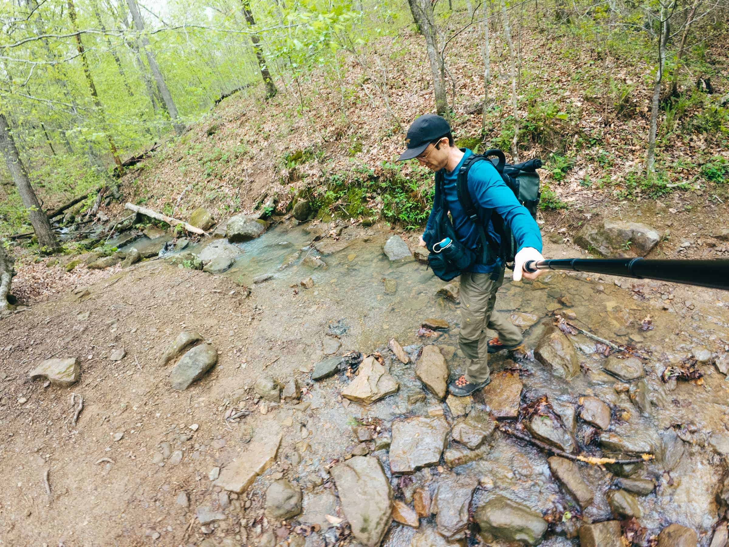 Creek crossing at Glory Hole Waterfall Trail
