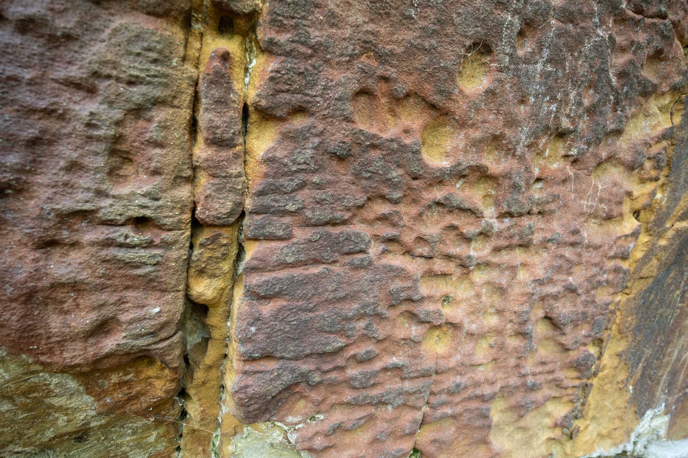 Close up detail of rocks at Glory Hole Waterfall Trail