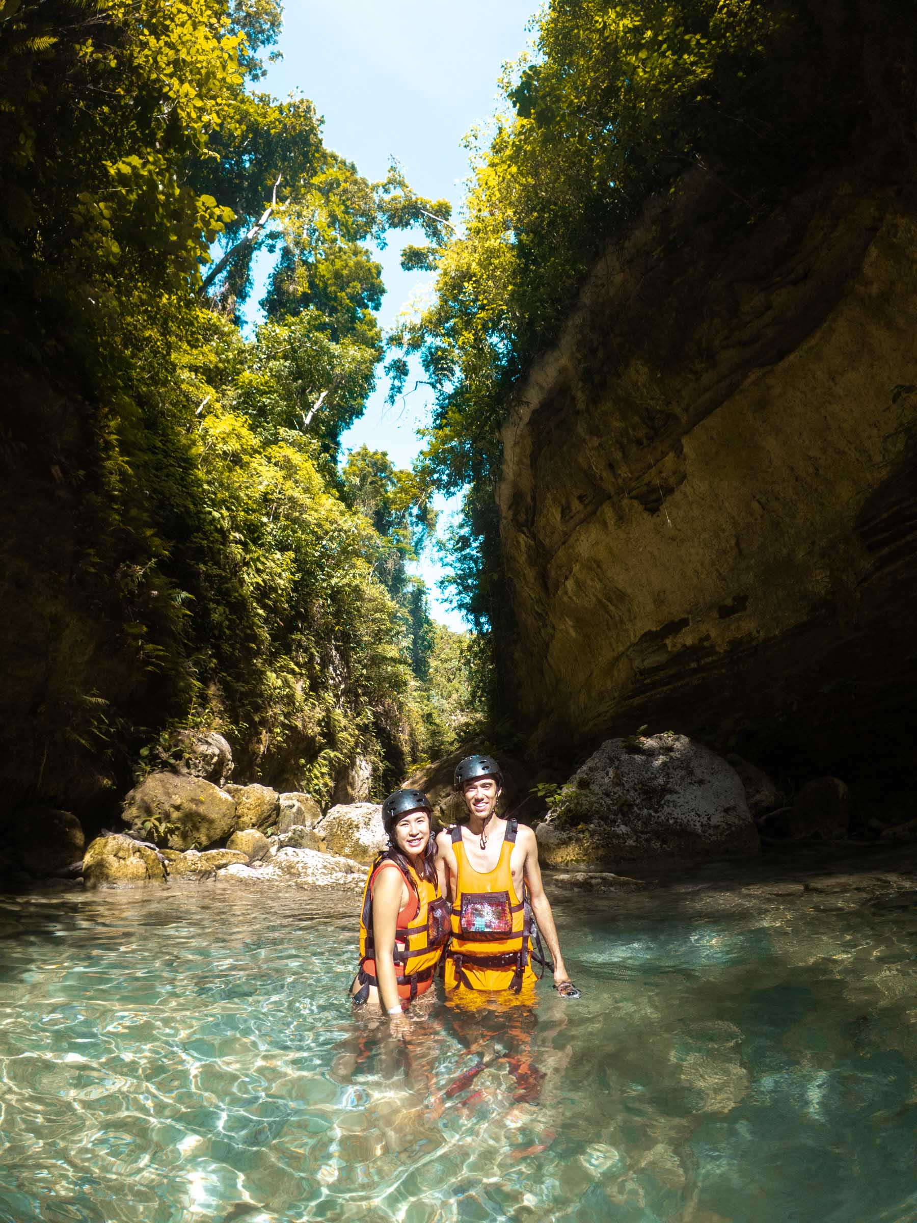 Kawasan Falls Canyoneering: Complete Guide 38 Chloe and Trey in canyon