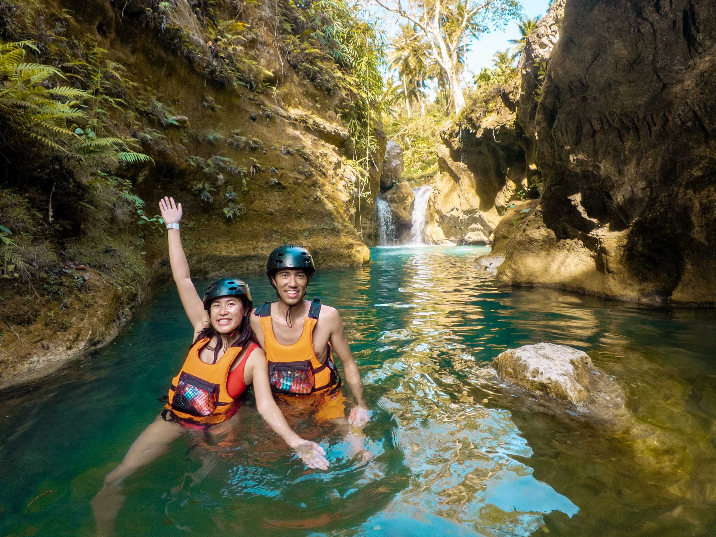 Chloe and Trey at Kawasan Falls Canyoneering