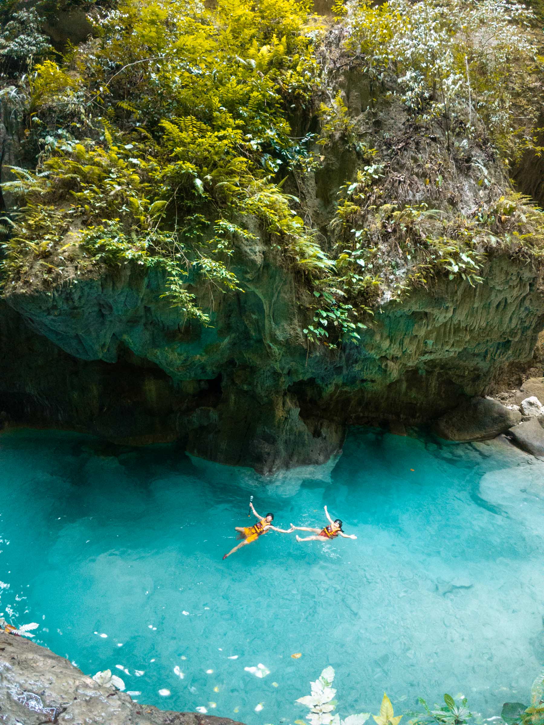Floating in river at Kawasan Falls Canyoneering