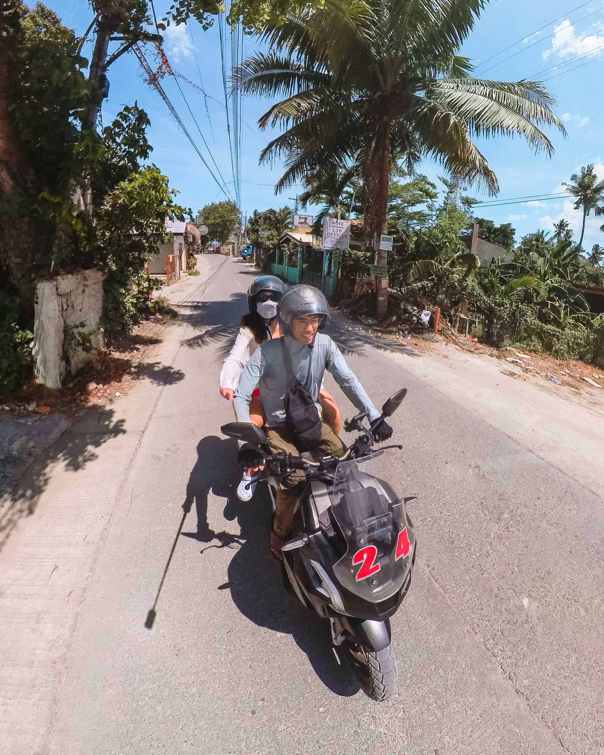 Riding motorbike in Moalboal Cebu