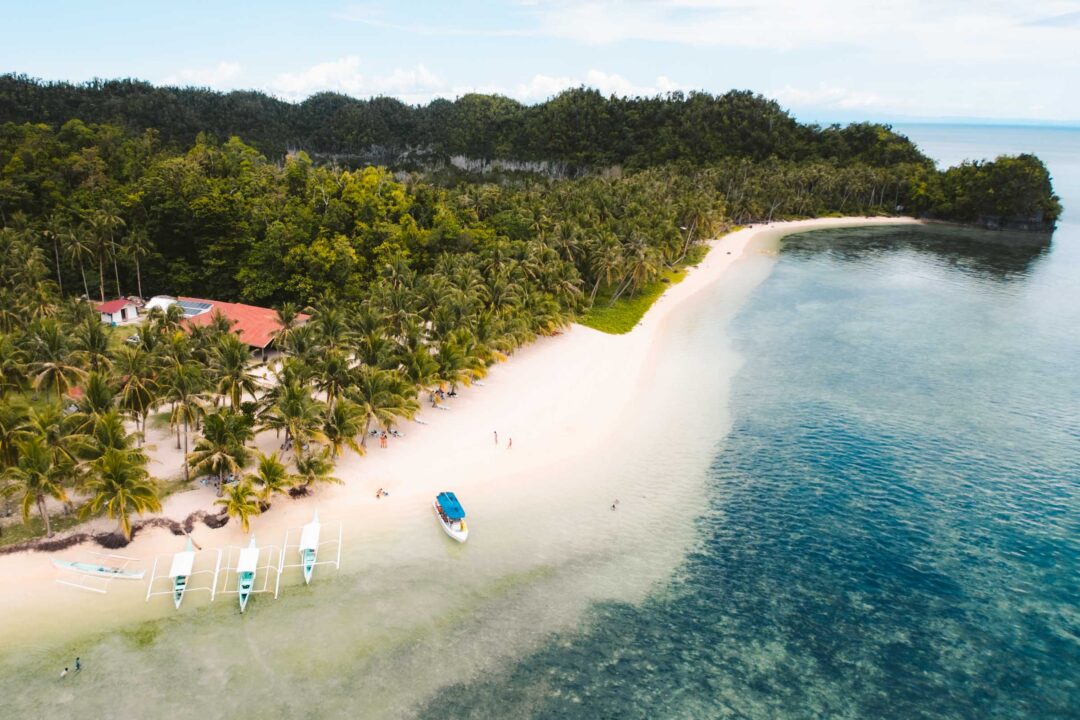 Aerial view of Pamomoan Beach Siargao