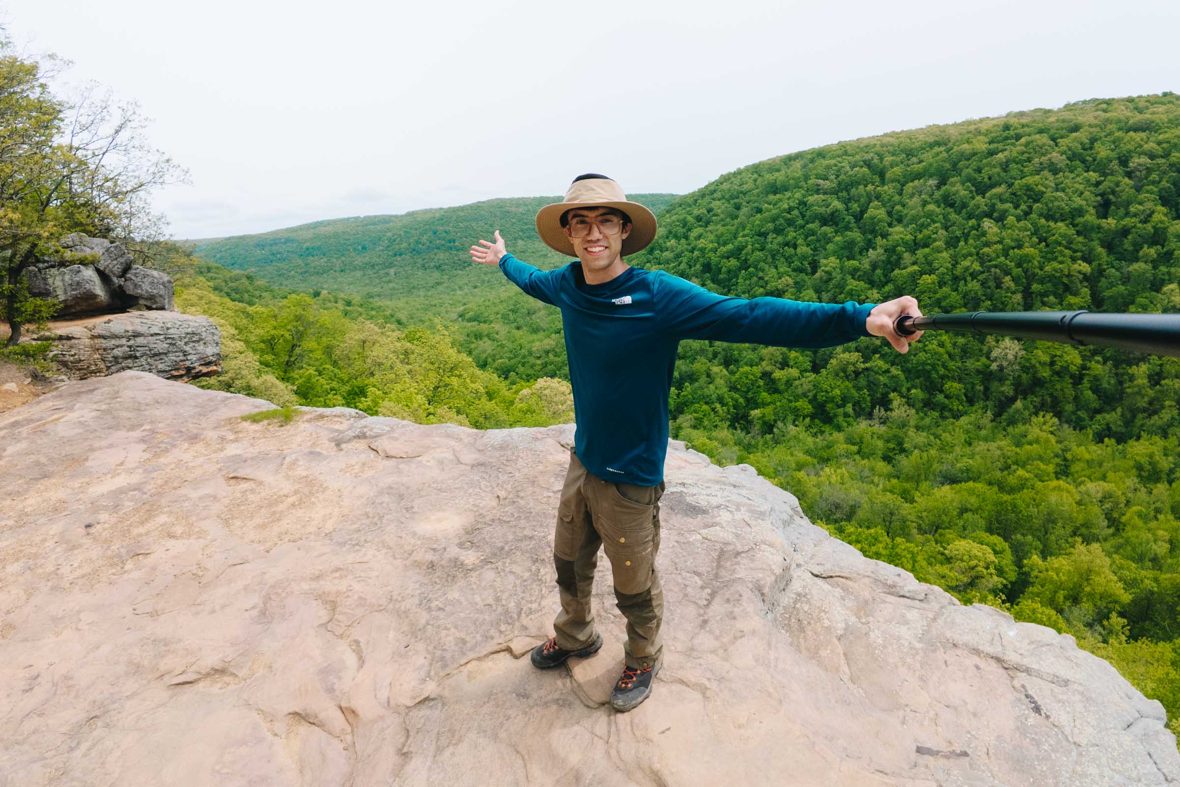 Whitaker Point Trail (Hawksbill Crag): Complete Hiking Guide 1 Trey standing on Whitaker Point Arkansas