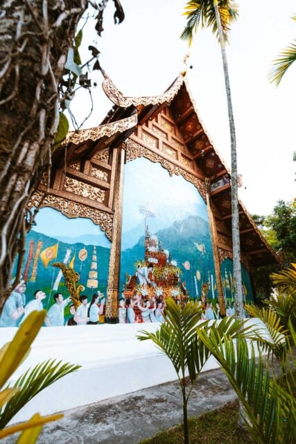Wat Sri Don Chai Temple mural in Pai Thailand