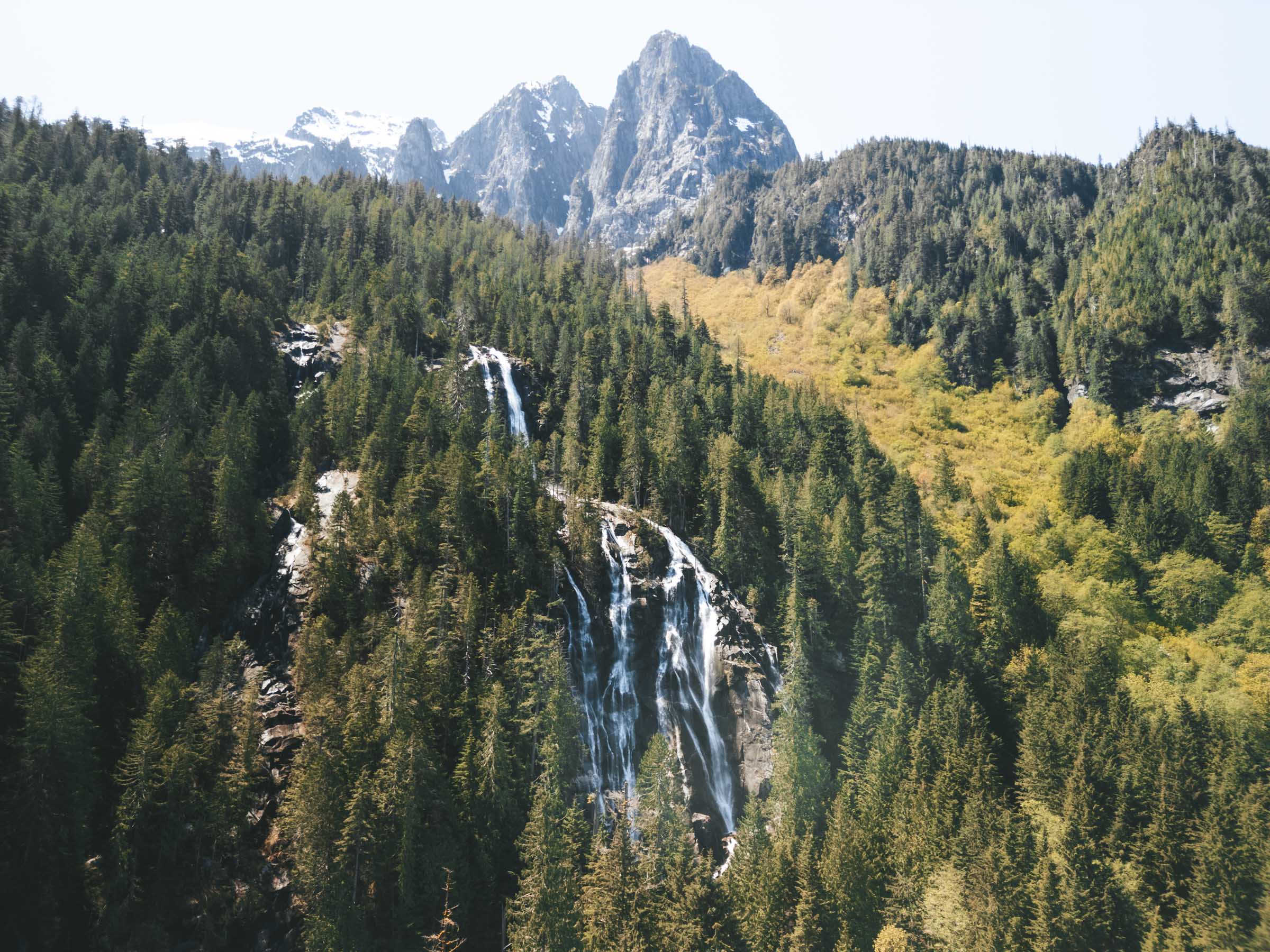 Bridal Veil Falls Washington aerial view