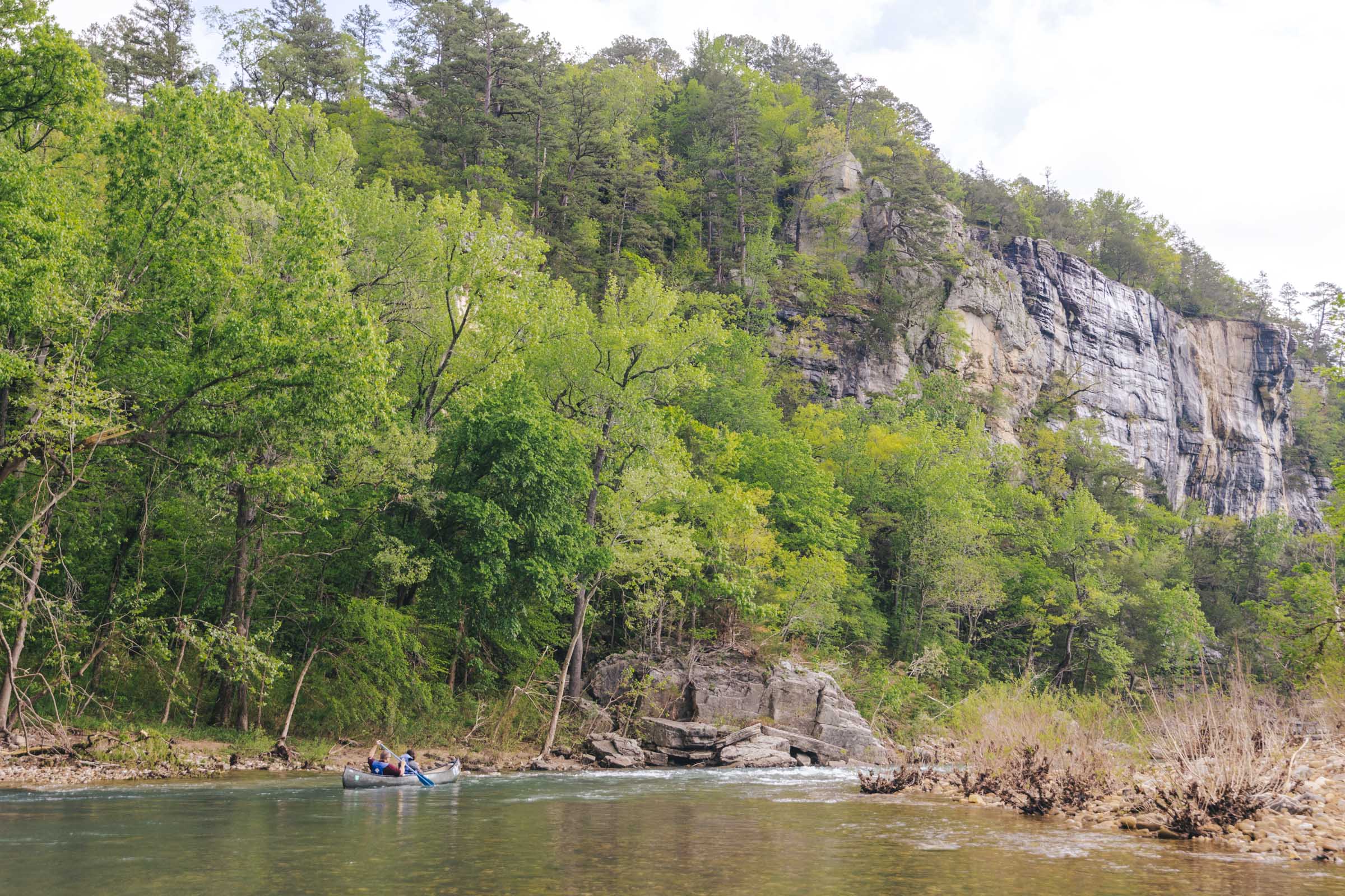 How to Float the Buffalo River in Arkansas: Complete Guide 34 Canoe and bluff on Buffalo River
