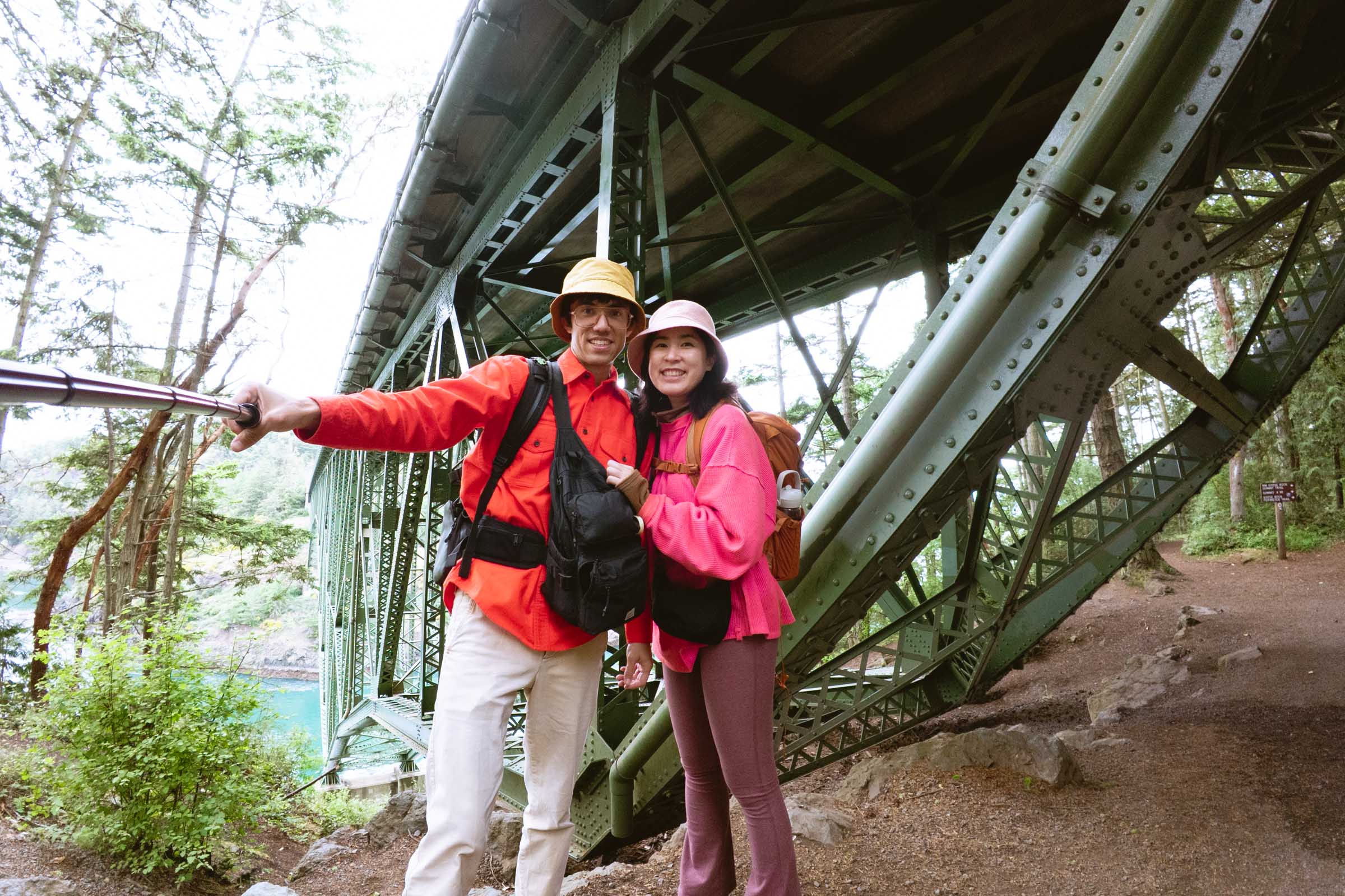 Chloe and Trey underneath Deception Pass bridge