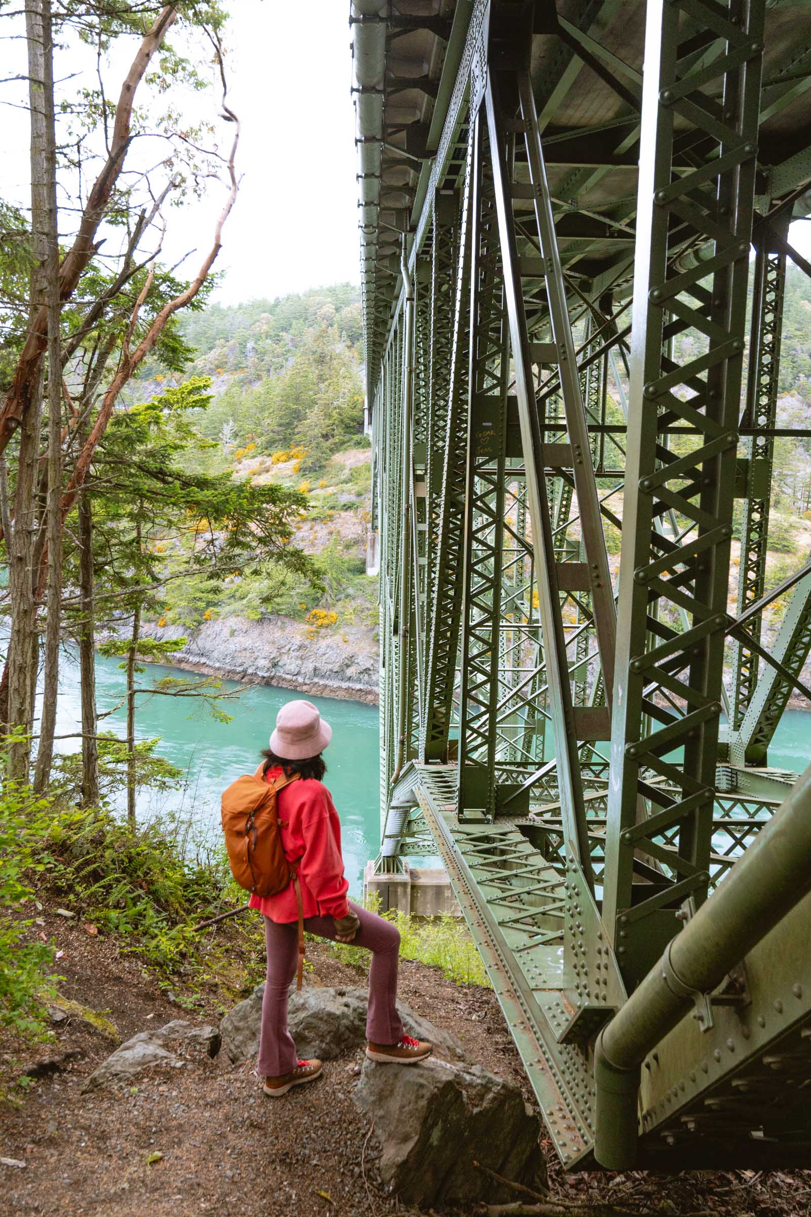 Chloe at Deception Pass bridge