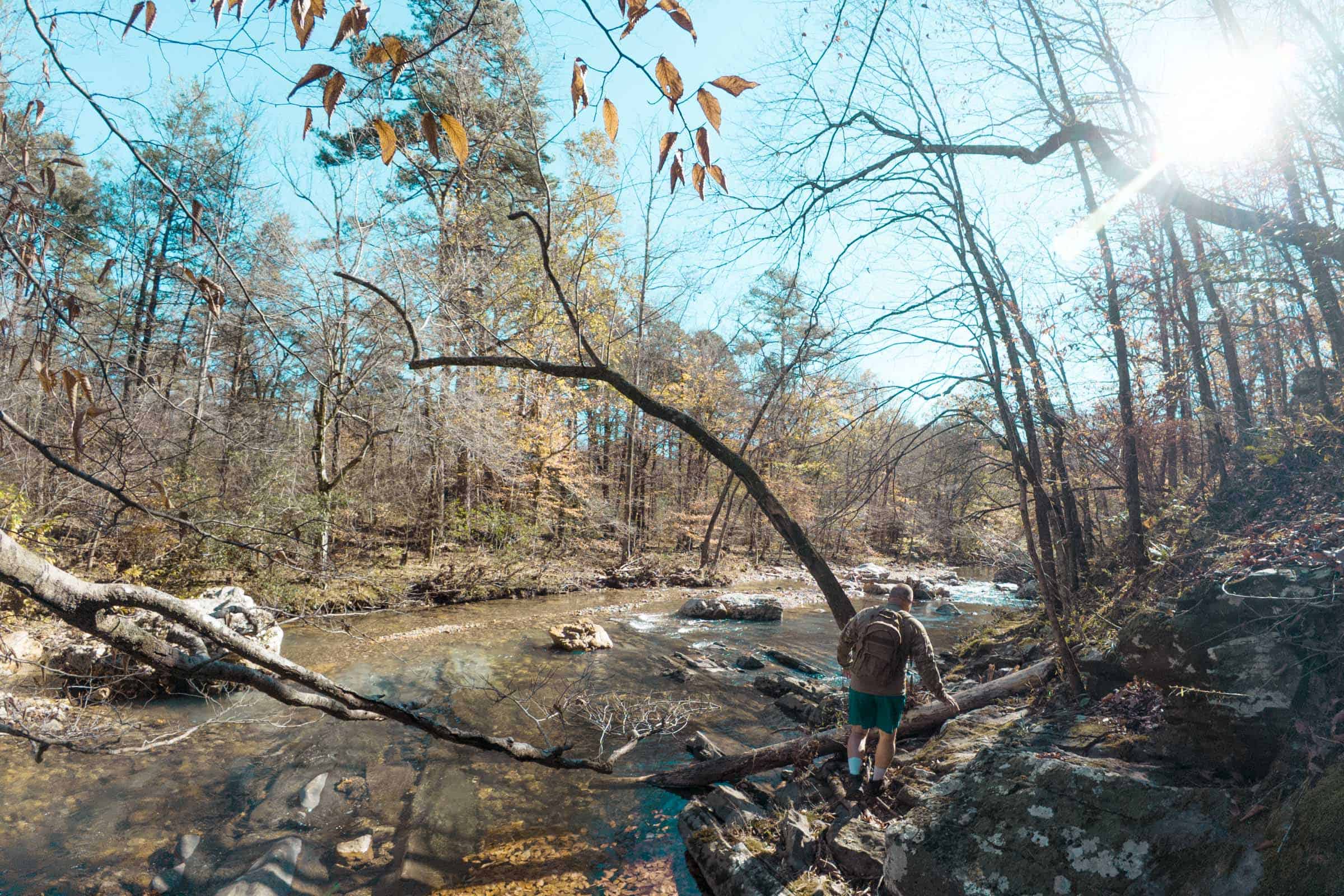 Dad at creek on Little Missouri Trail