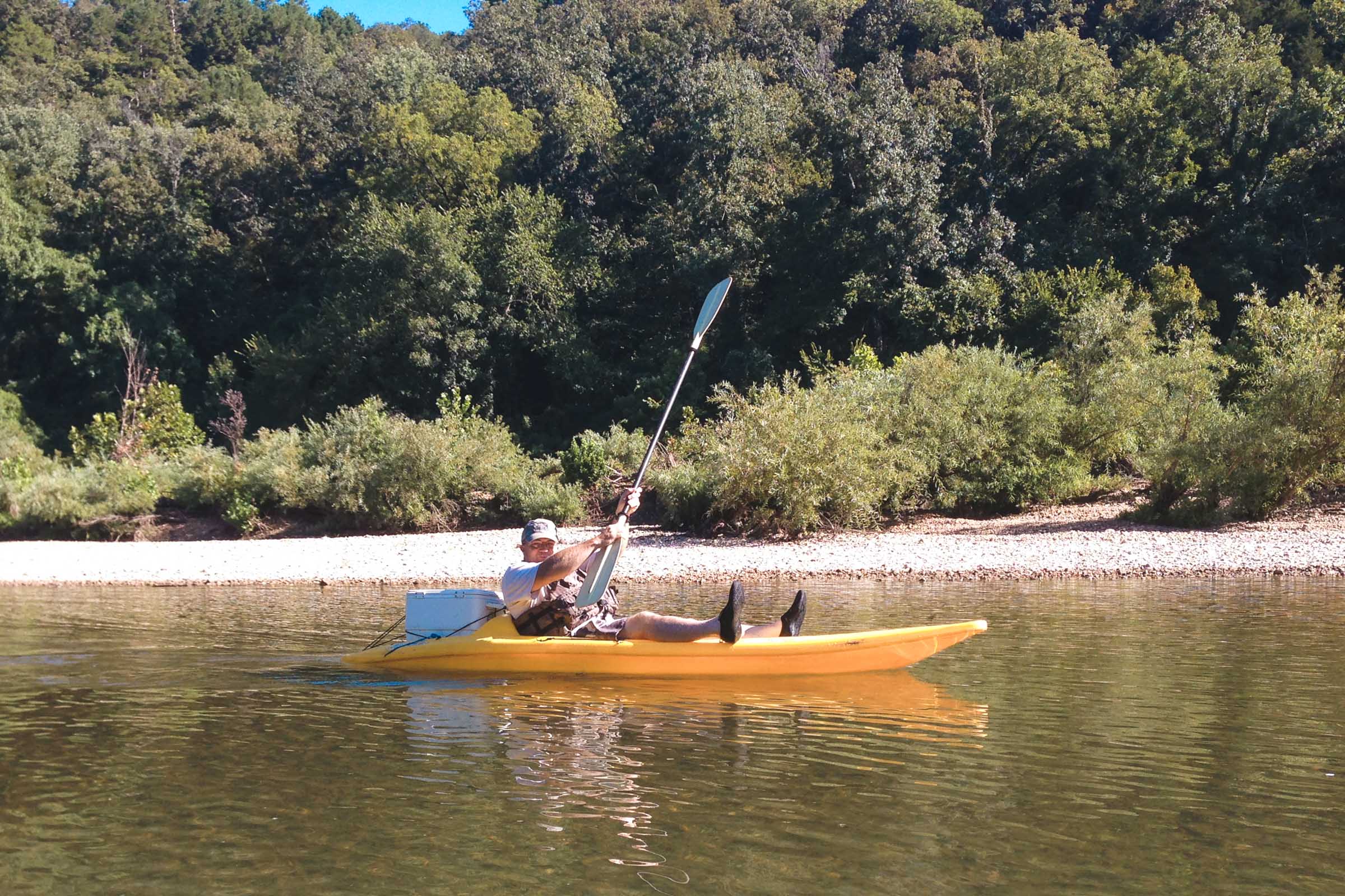How to Float the Buffalo River in Arkansas: Complete Guide 10 Dad in Kayak on lower Buffalo float trip