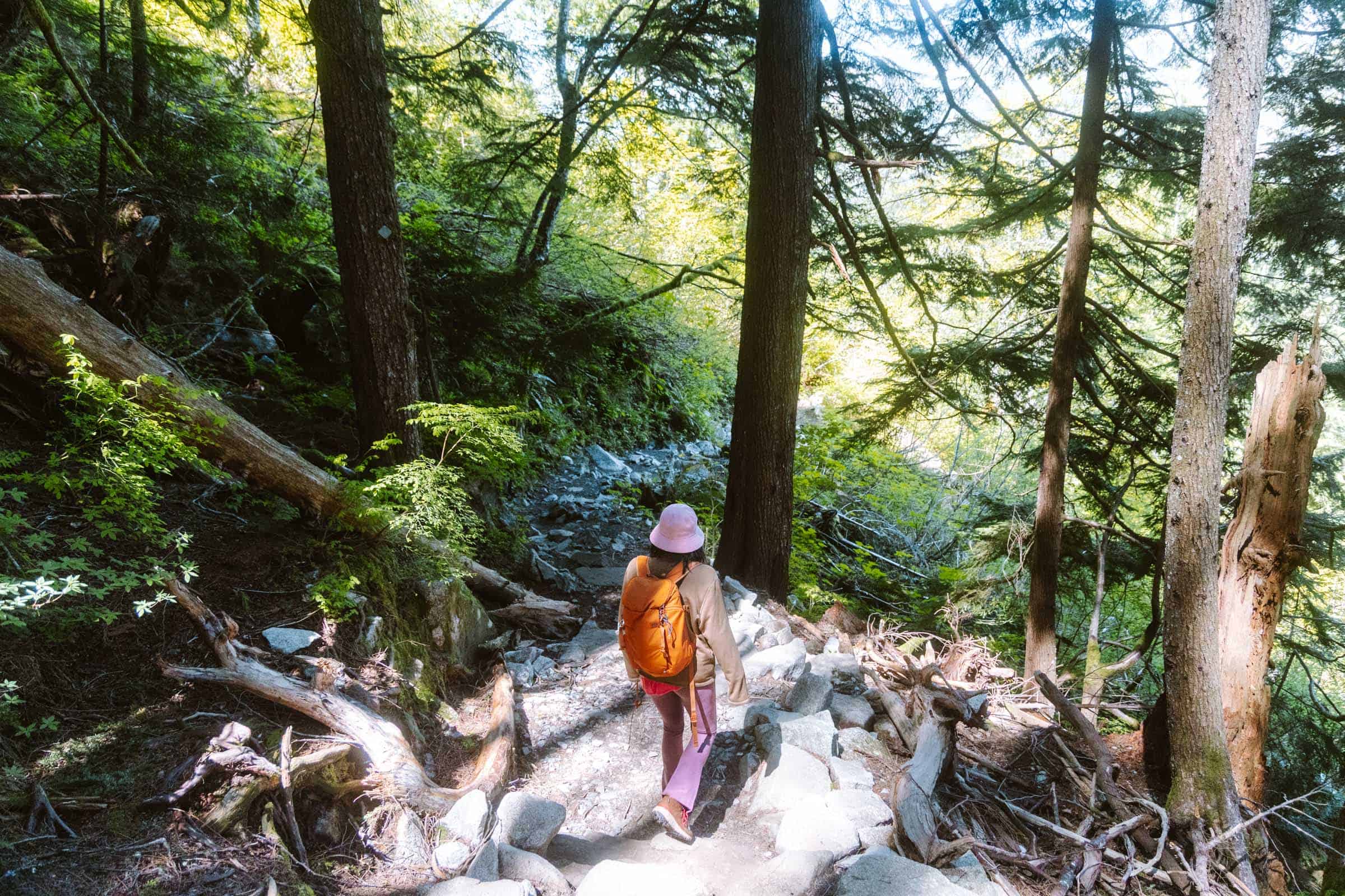 Hiking the Bridal Veil Falls trail in Washington