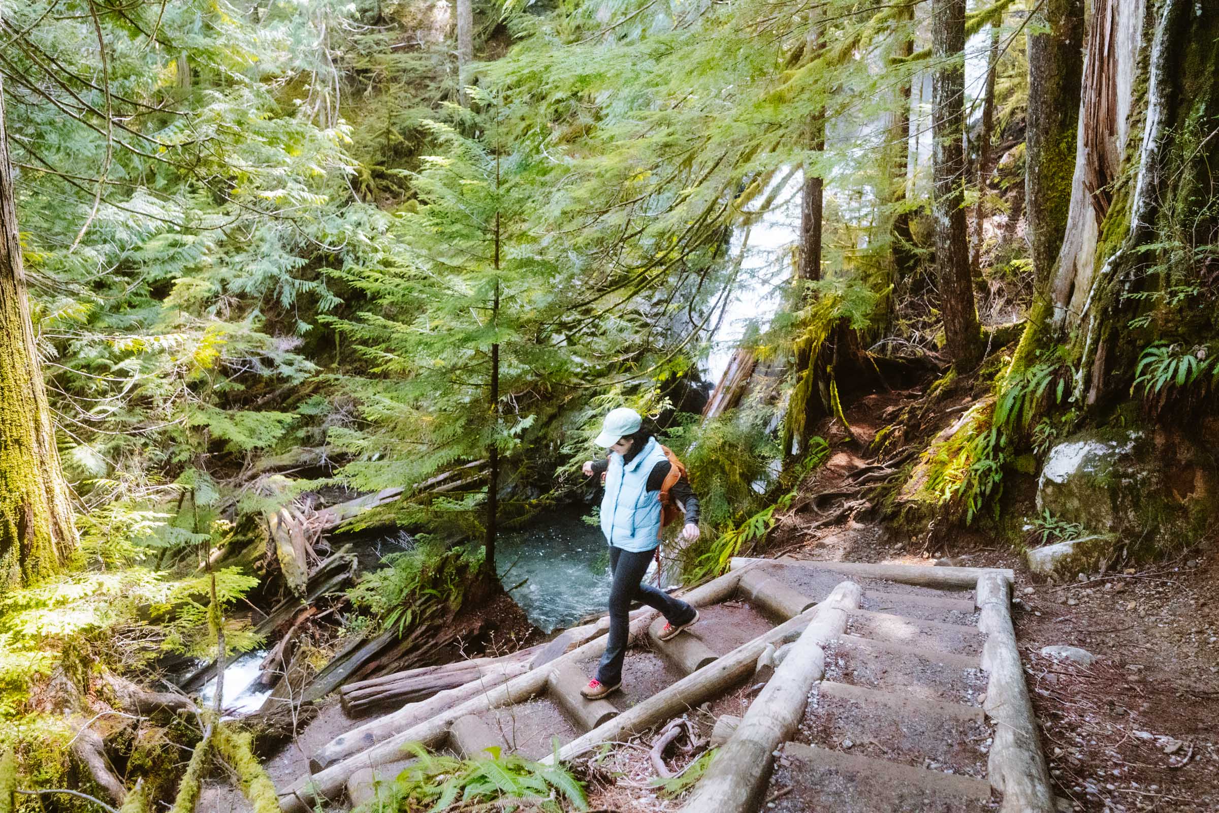Lake 22 Trail in Washington: Complete Hiking Guide 6 Hiking past waterfall on Lake 22