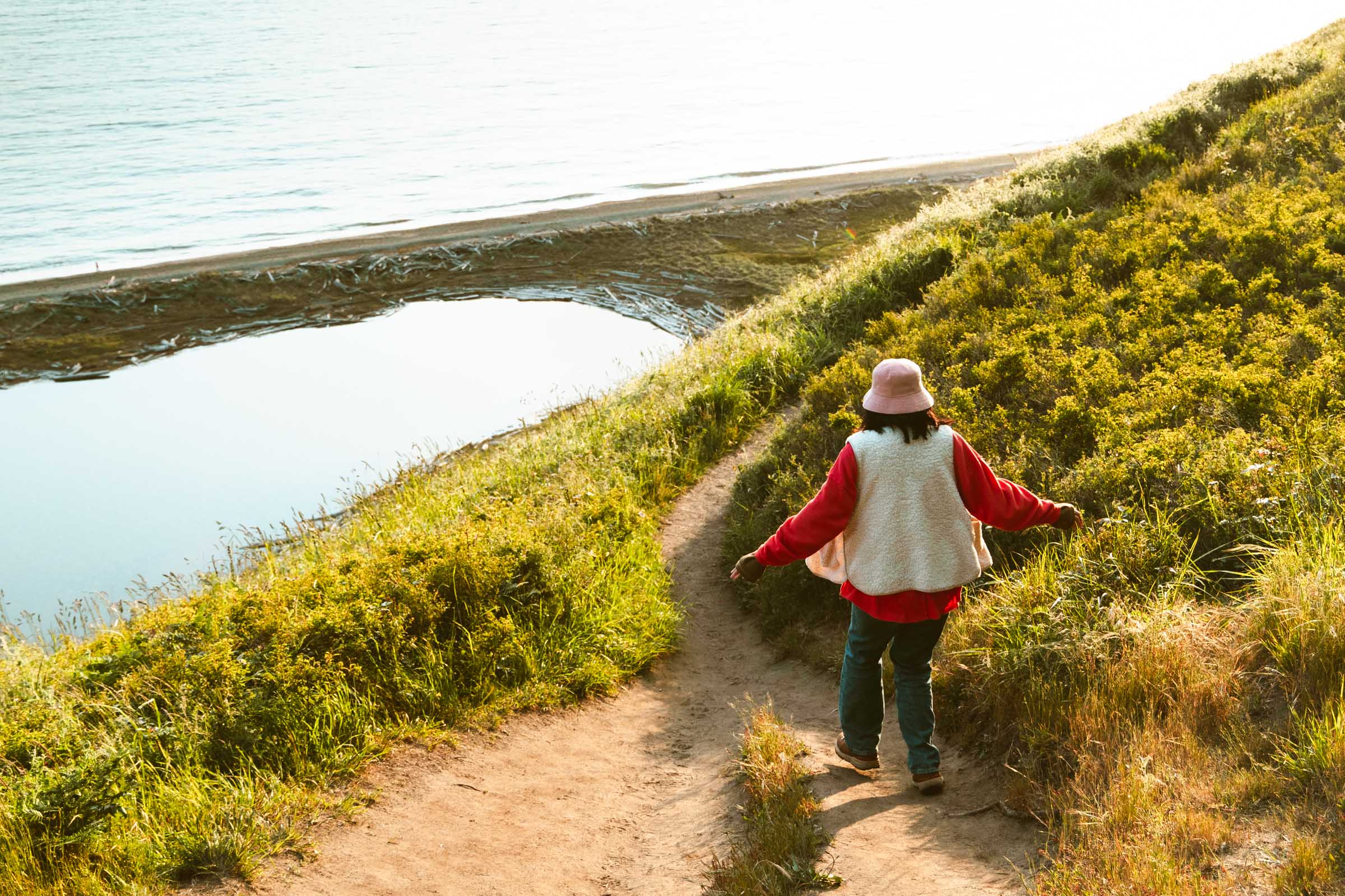Hiking down Ebey's Landing trail